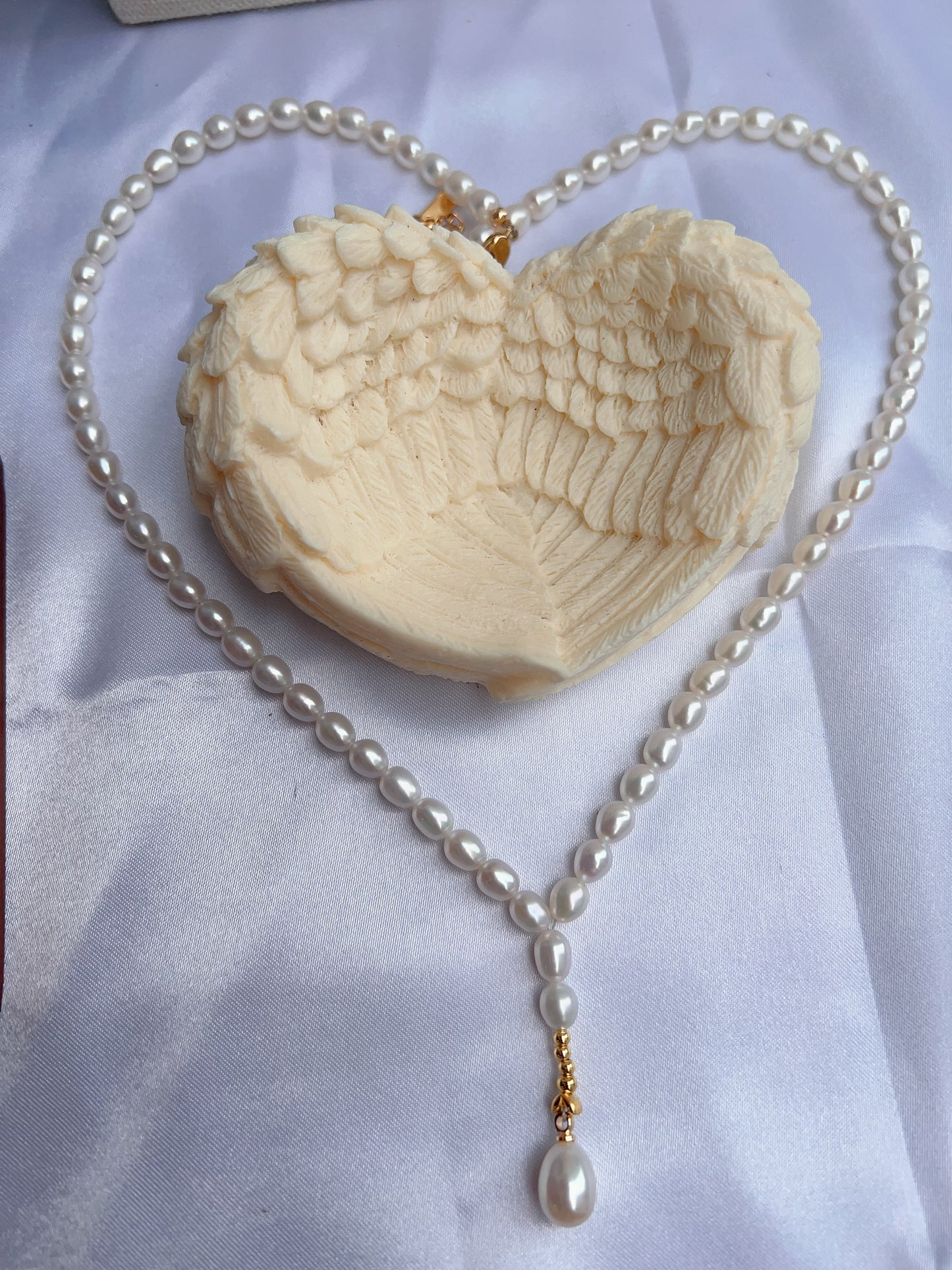 #PN1241 freshwater pearl necklace long Y shape necklace selected pearls white rice pearl high quality lustrous