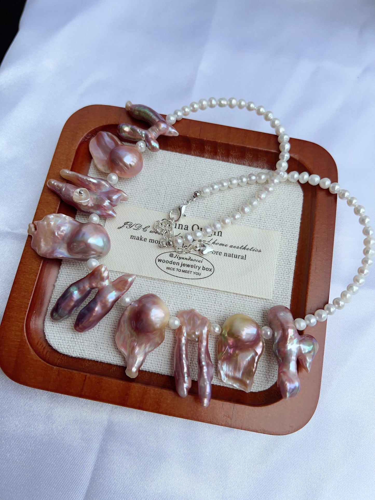#PN1206 freshwater pearl necklace smile necklace rare shape metallic purple lustre 2-8 holed baroque pearl 40+5cm