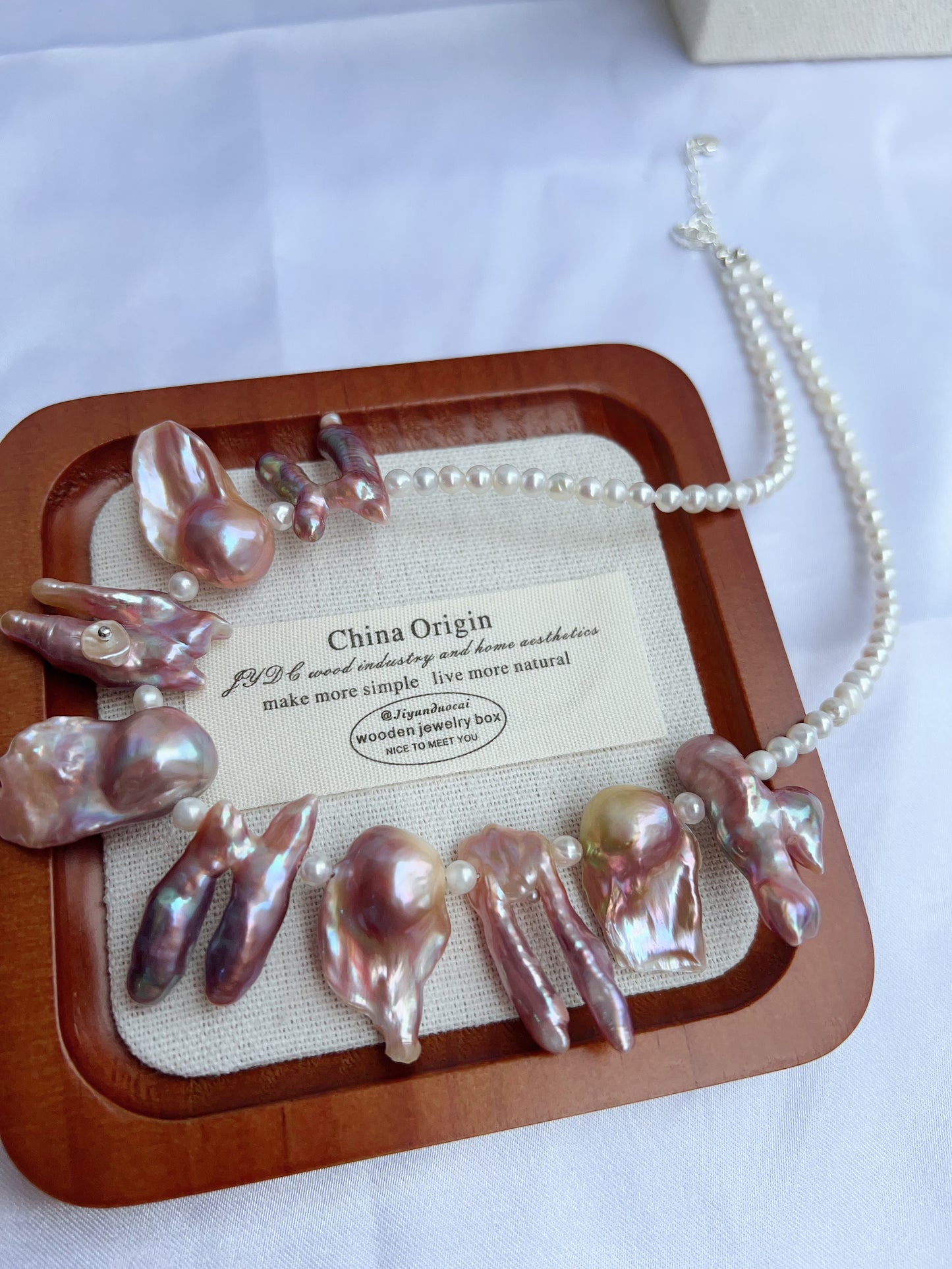 #PN1206 freshwater pearl necklace smile necklace rare shape metallic purple lustre 2-8 holed baroque pearl 40+5cm