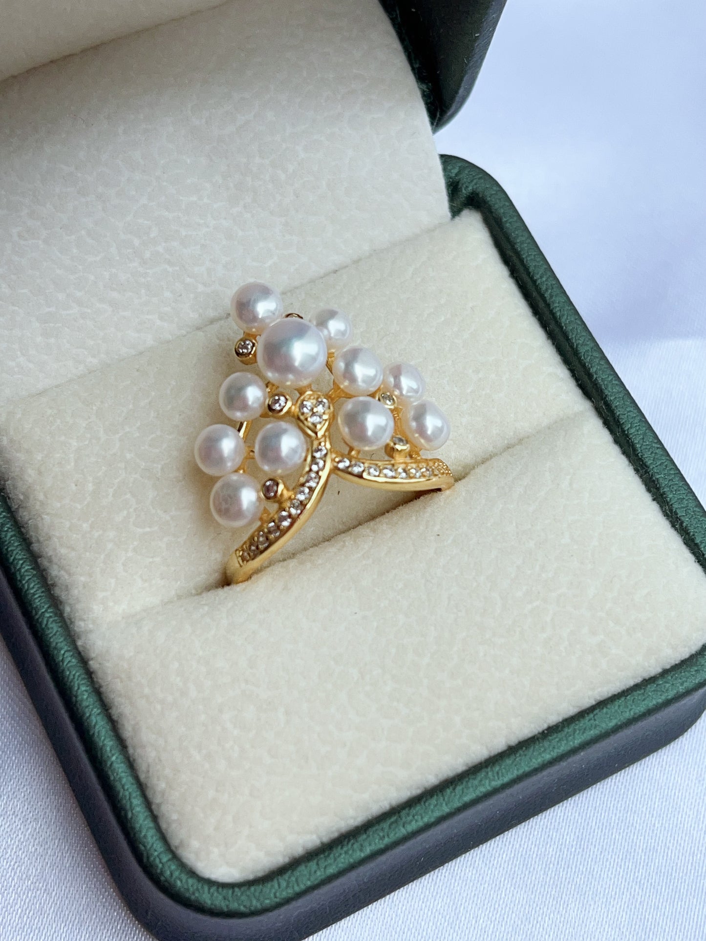 #PR01 freshwater pearl ring crown in castle design selected silver blue lustre & pink blue lustre pearls high quality
