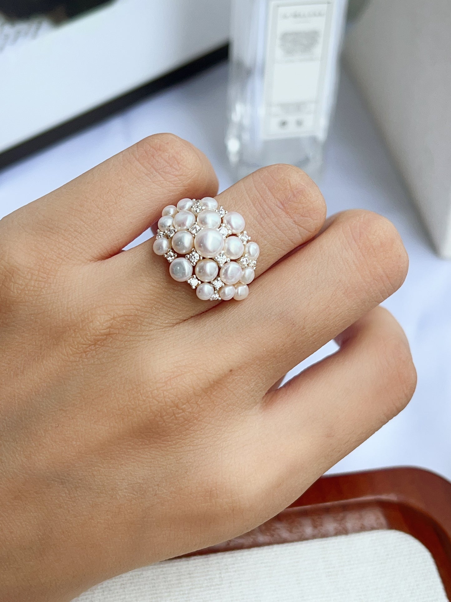 #PR02 freshwater pearl ring princess vibe selected top quality pearls pink lustre flawless superb lustre S925 hardware shiny