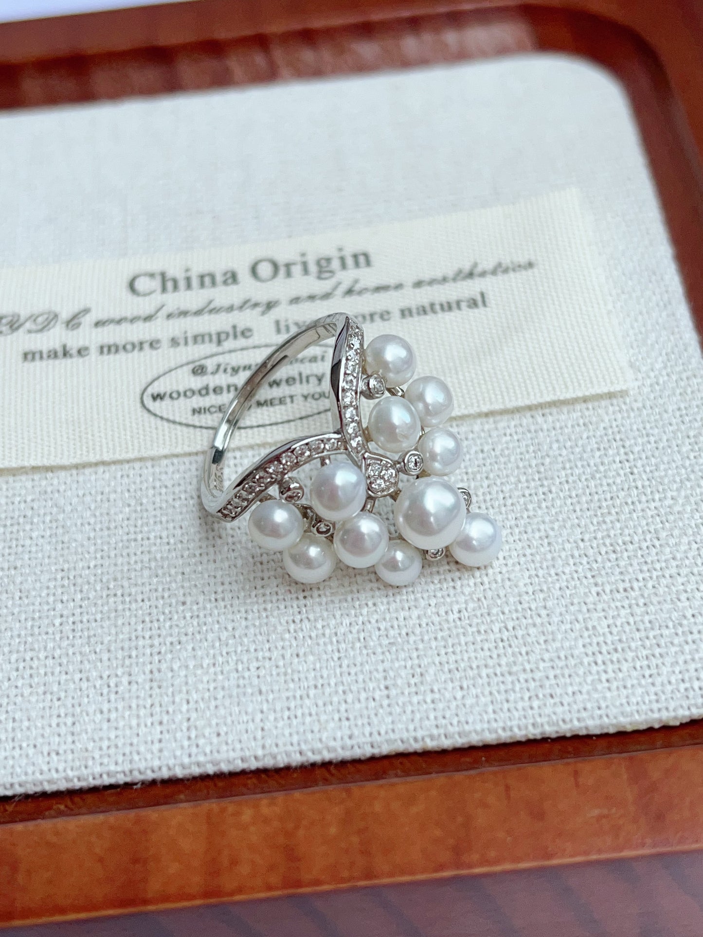 #PR01 freshwater pearl ring crown in castle design selected silver blue lustre & pink blue lustre pearls high quality