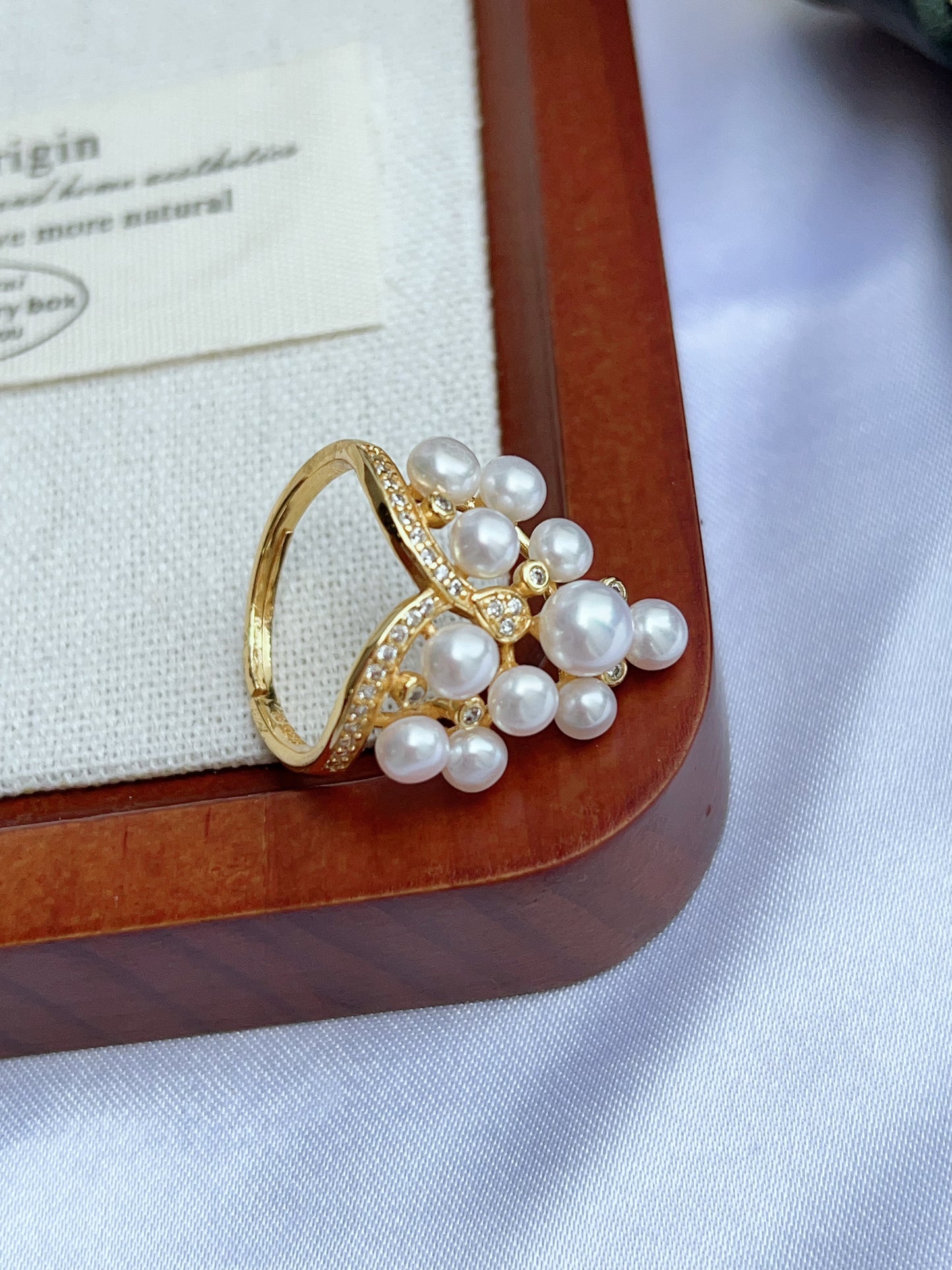 #PR01 freshwater pearl ring crown in castle design selected silver blue lustre & pink blue lustre pearls high quality