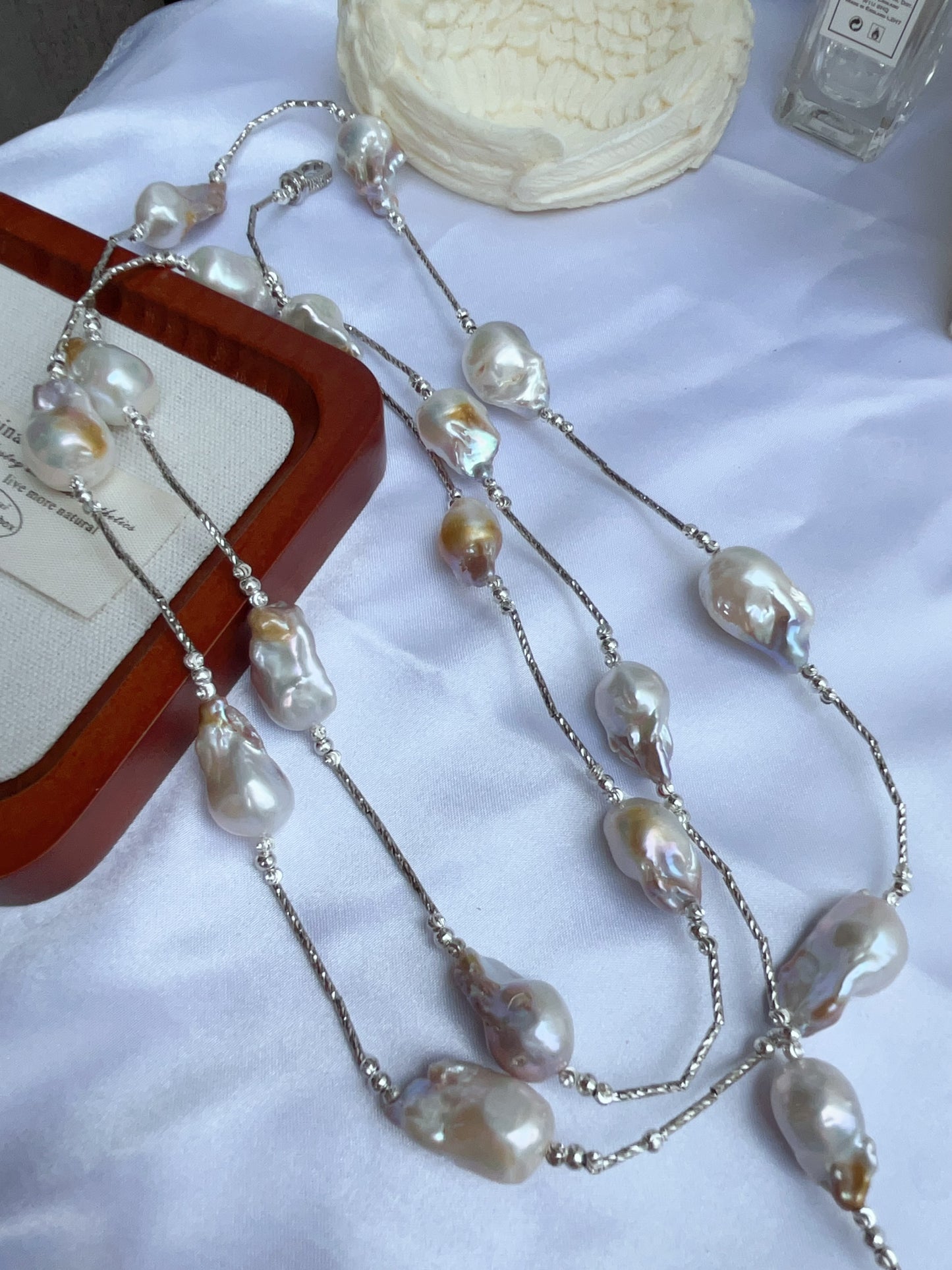 #PN1211 freshwater pearl necklace minimalist gilding monet big fishtail baroque pearl long necklace 120cm+ excellent lustre natural flaws