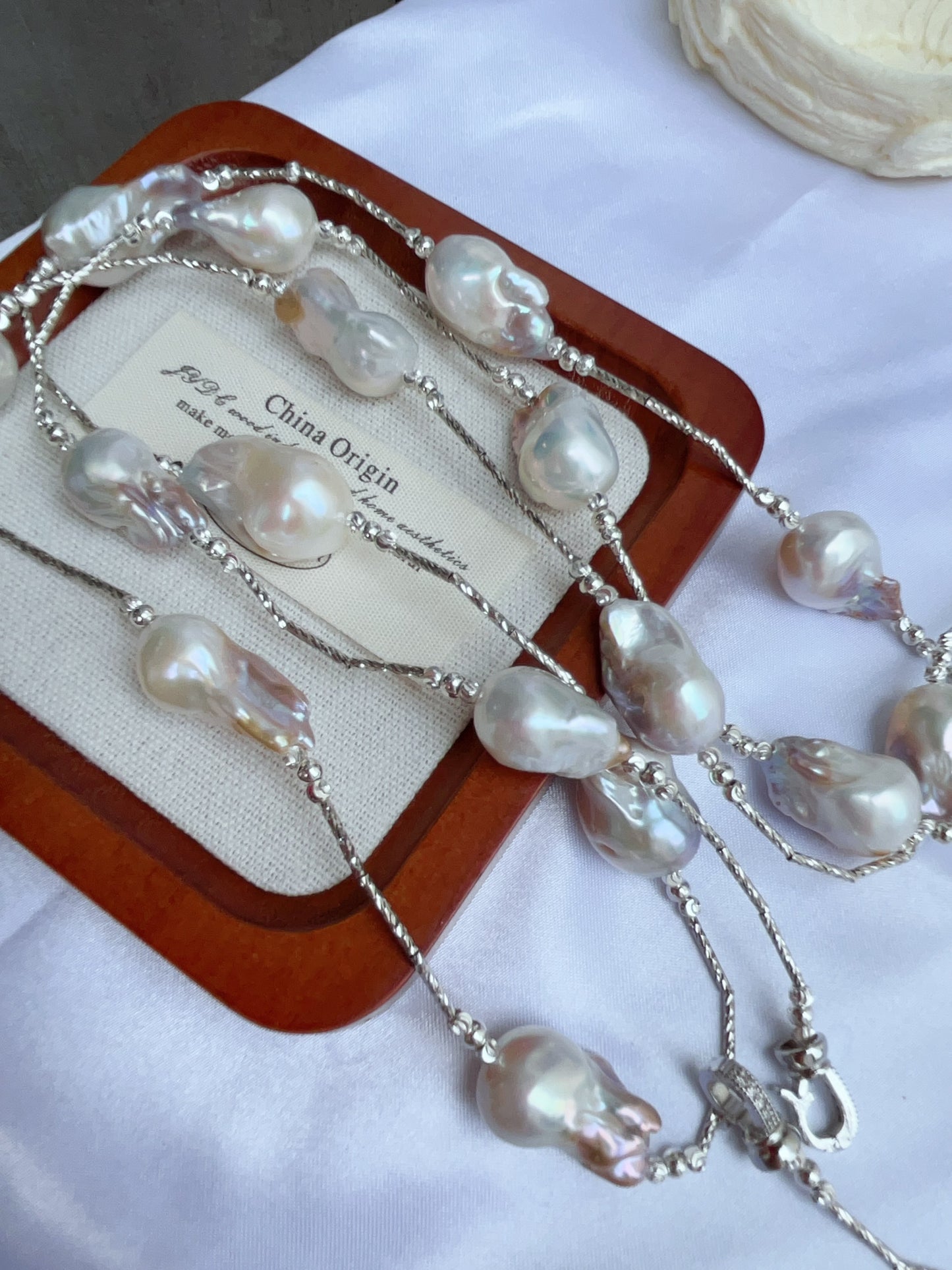 #PN1211 freshwater pearl necklace minimalist gilding monet big fishtail baroque pearl long necklace 120cm+ excellent lustre natural flaws