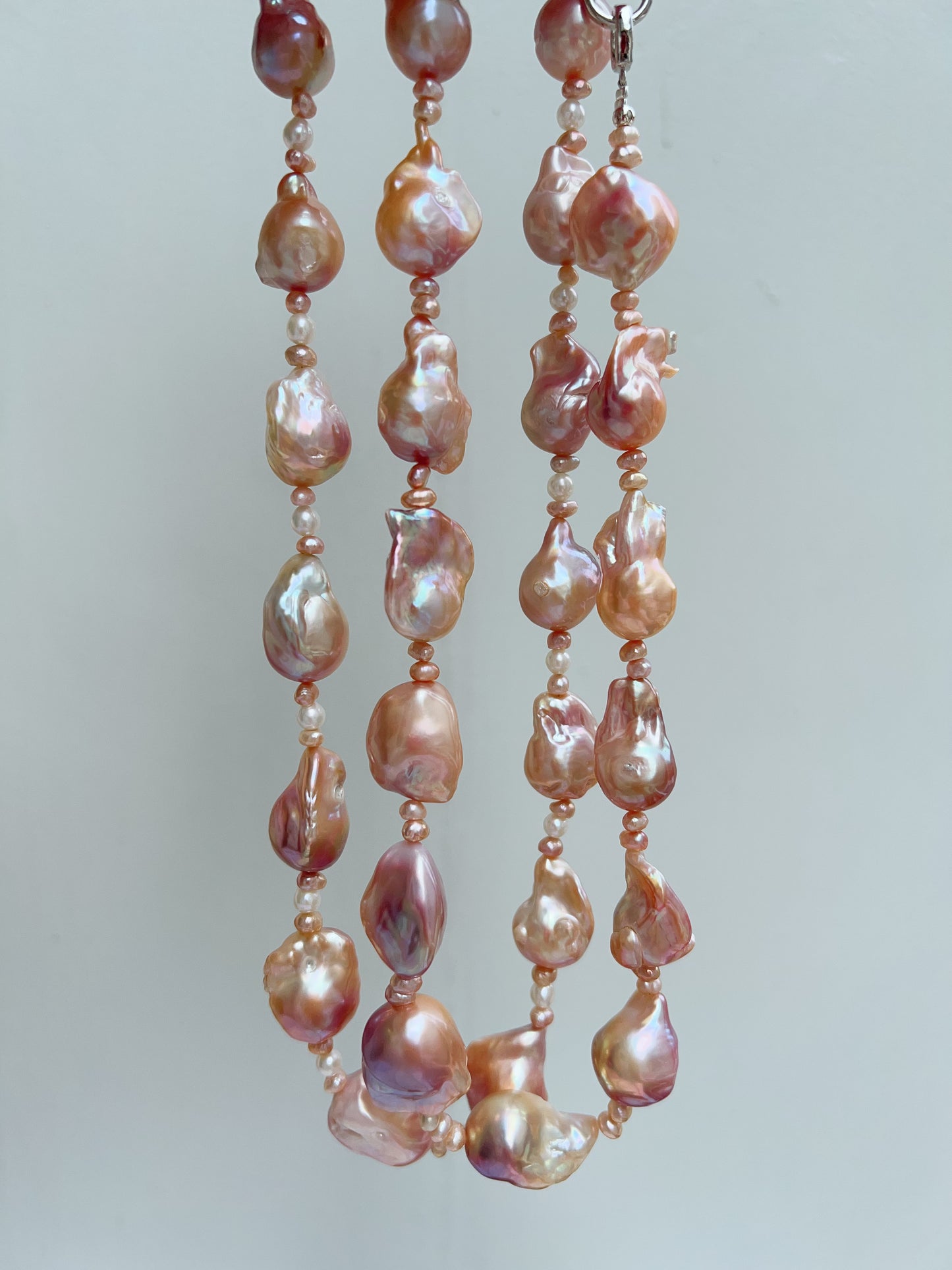 #PN1217 freshwater pearl necklace set medium fishtail baroque purple-golden lustre stary sky