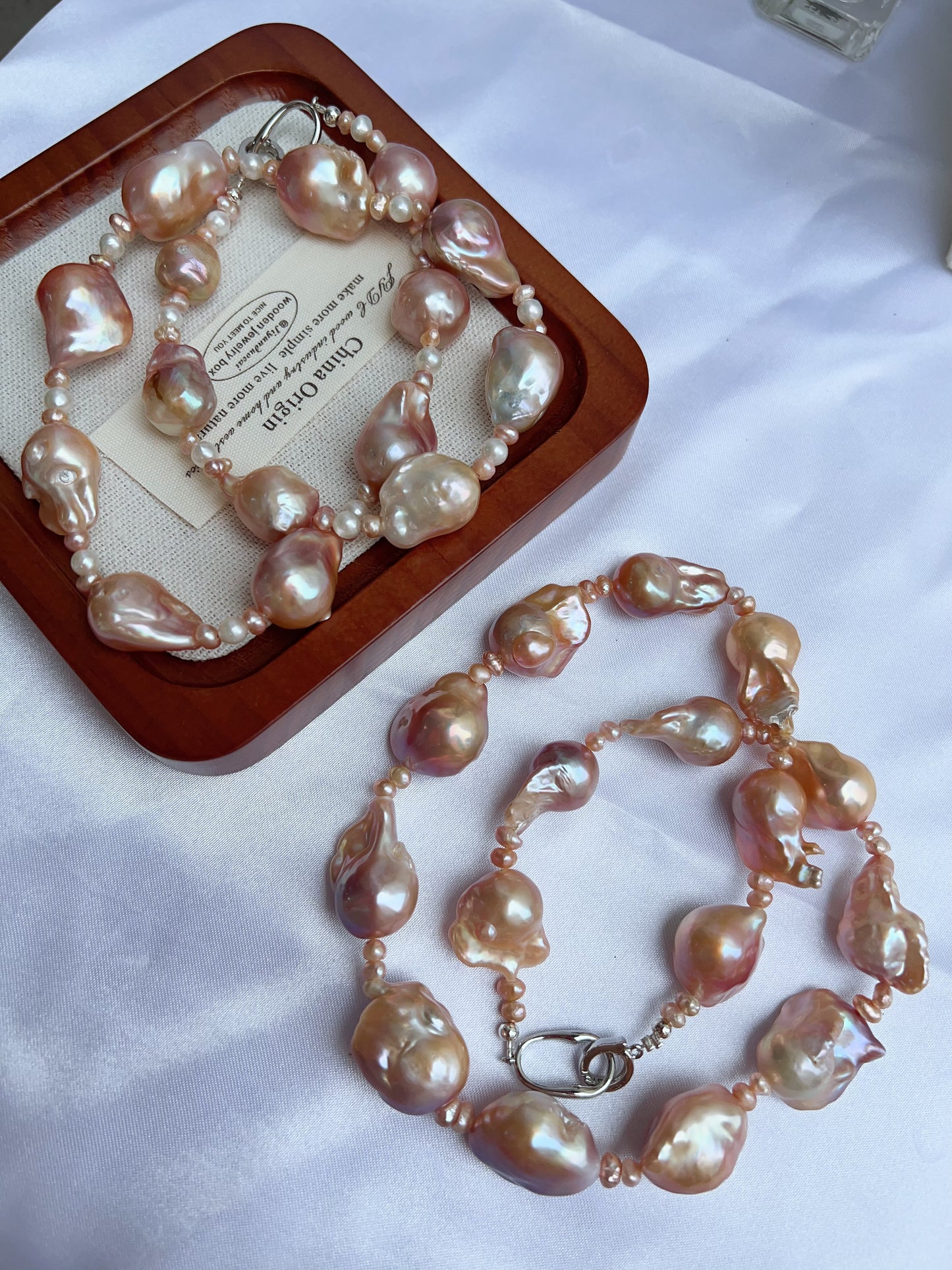 #PN1217 freshwater pearl necklace set medium fishtail baroque purple-golden lustre stary sky