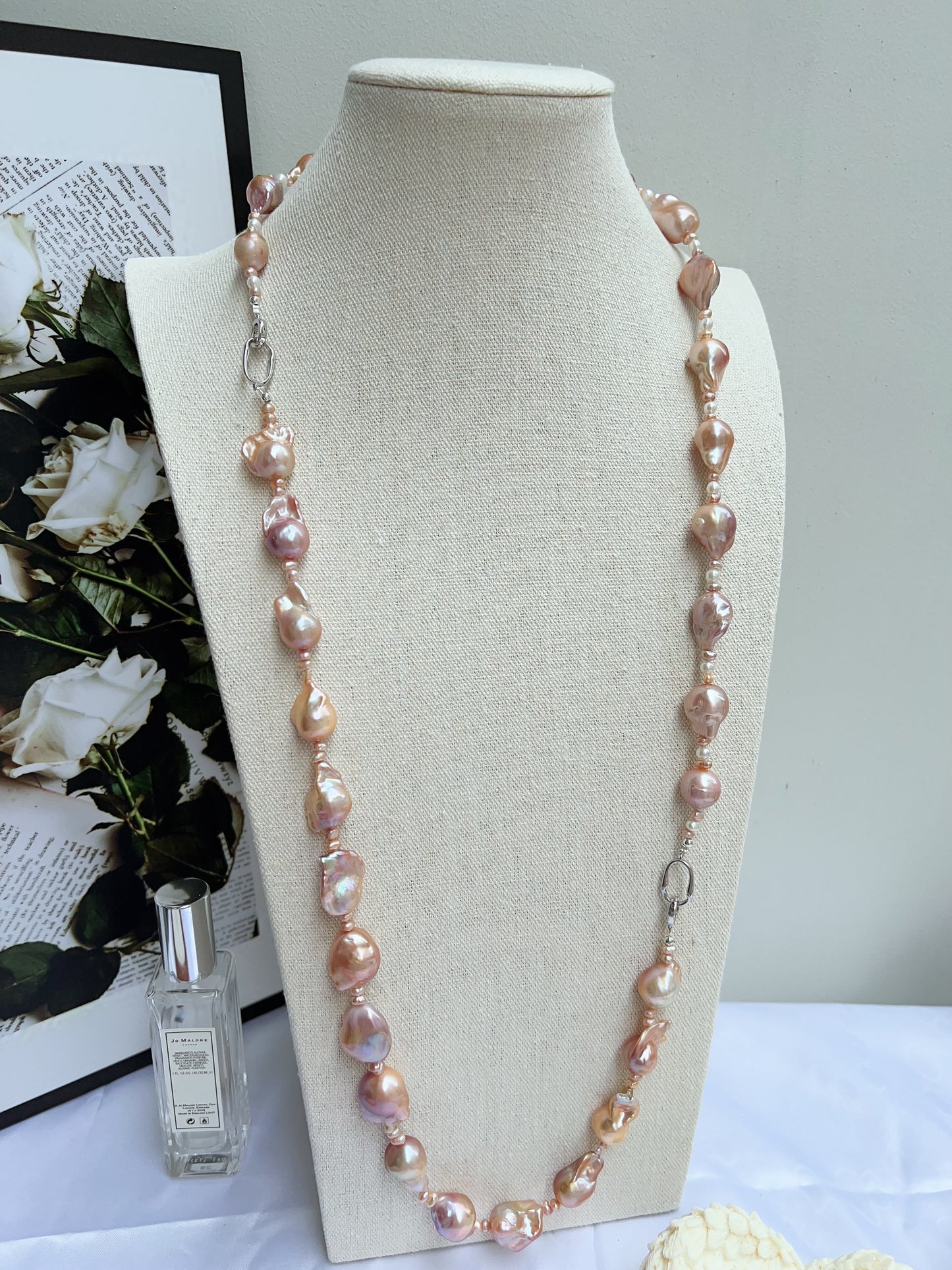 #PN1217 freshwater pearl necklace set medium fishtail baroque purple-golden lustre stary sky