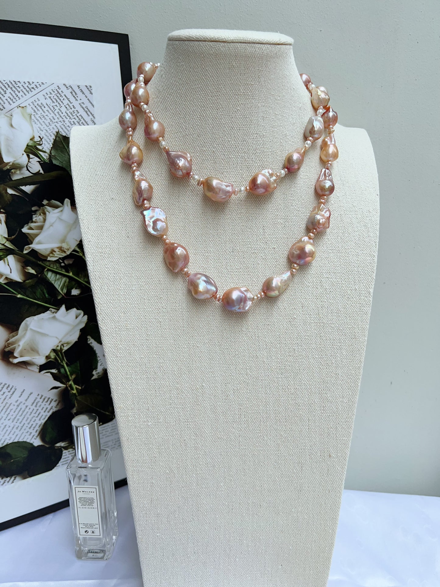 #PN1217 freshwater pearl necklace set medium fishtail baroque purple-golden lustre stary sky