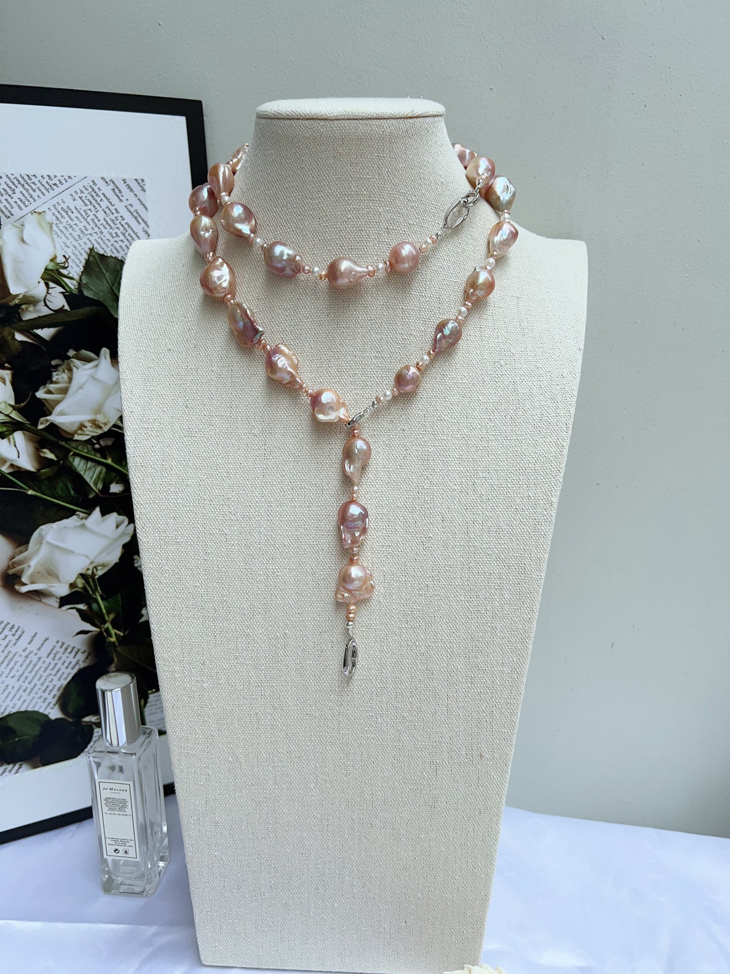 #PN1217 freshwater pearl necklace set medium fishtail baroque purple-golden lustre stary sky