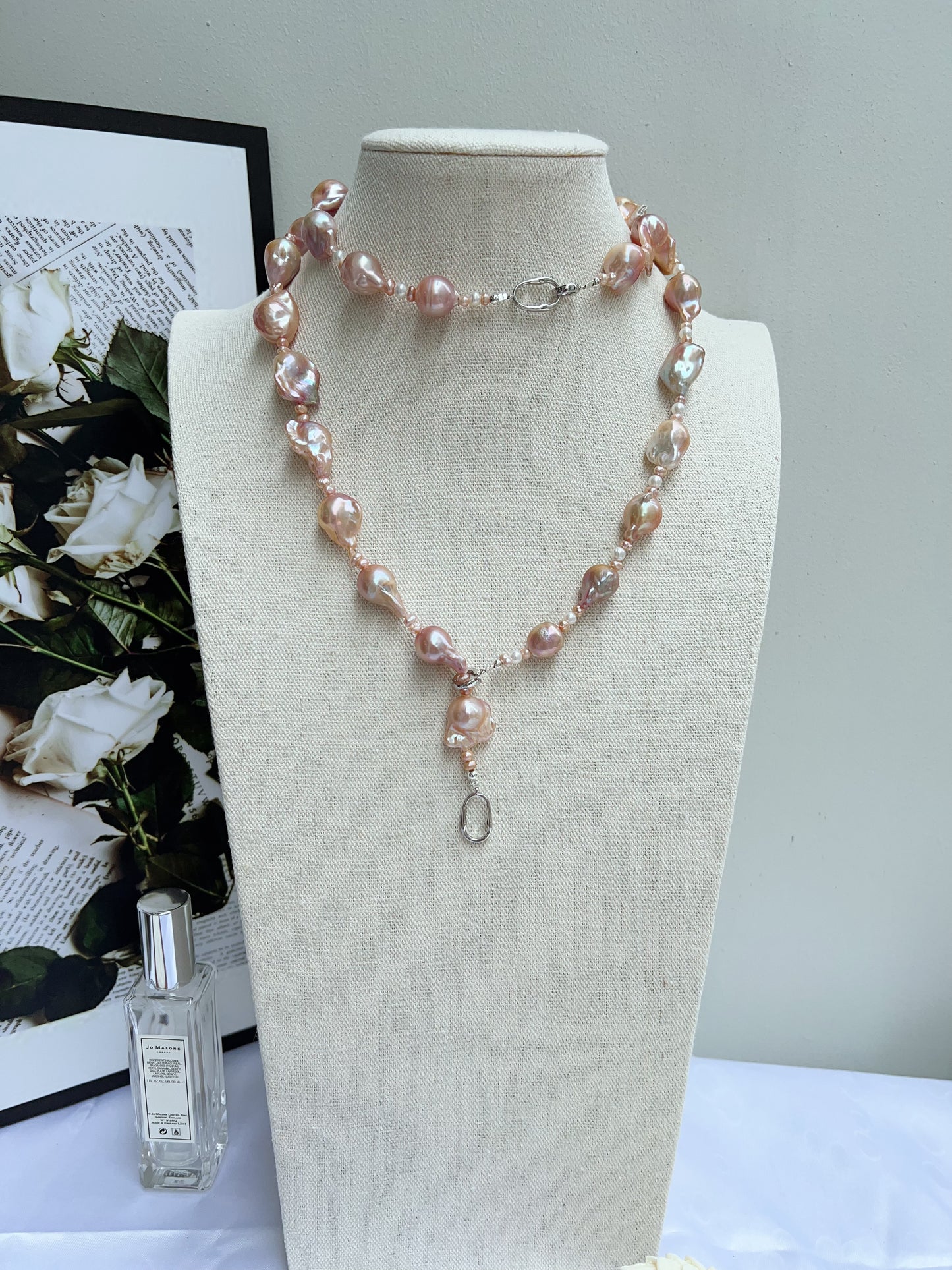 #PN1217 freshwater pearl necklace set medium fishtail baroque purple-golden lustre stary sky