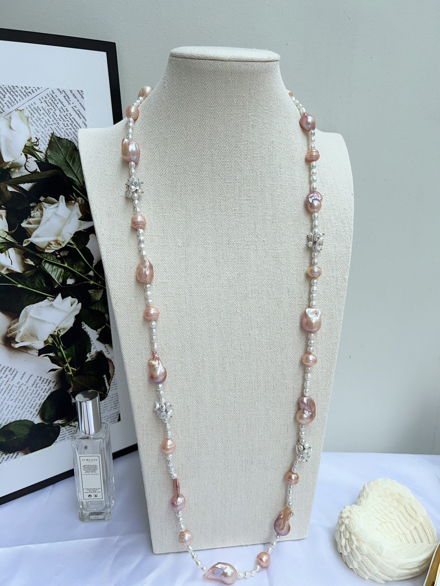 #PN1216 [Floral Series] freshwater pearl necklace multiple wearing ufo shaped baroque small fishtail baroque lustrous
