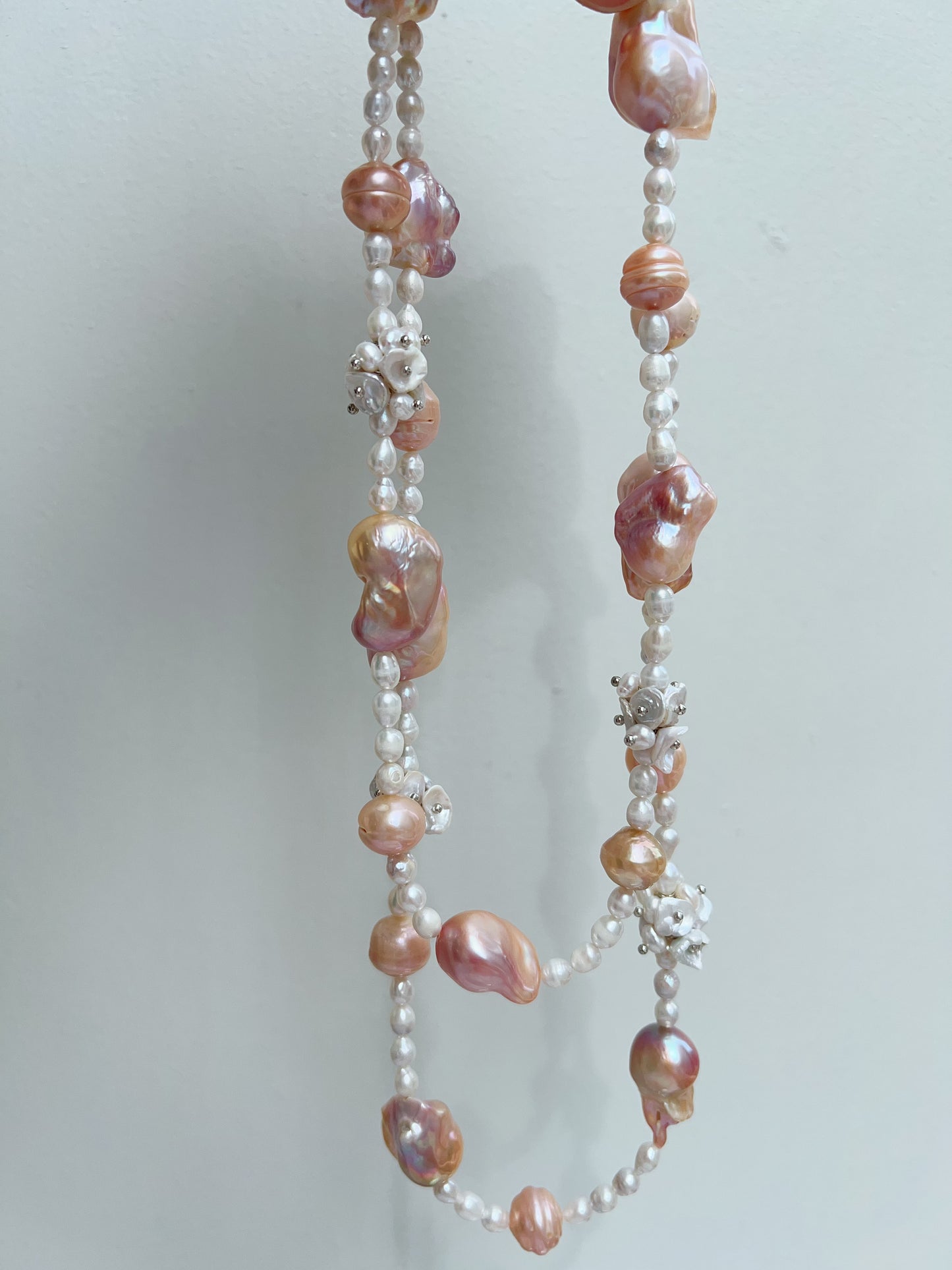 #PN1216 [Floral Series] freshwater pearl necklace multiple wearing ufo shaped baroque small fishtail baroque lustrous
