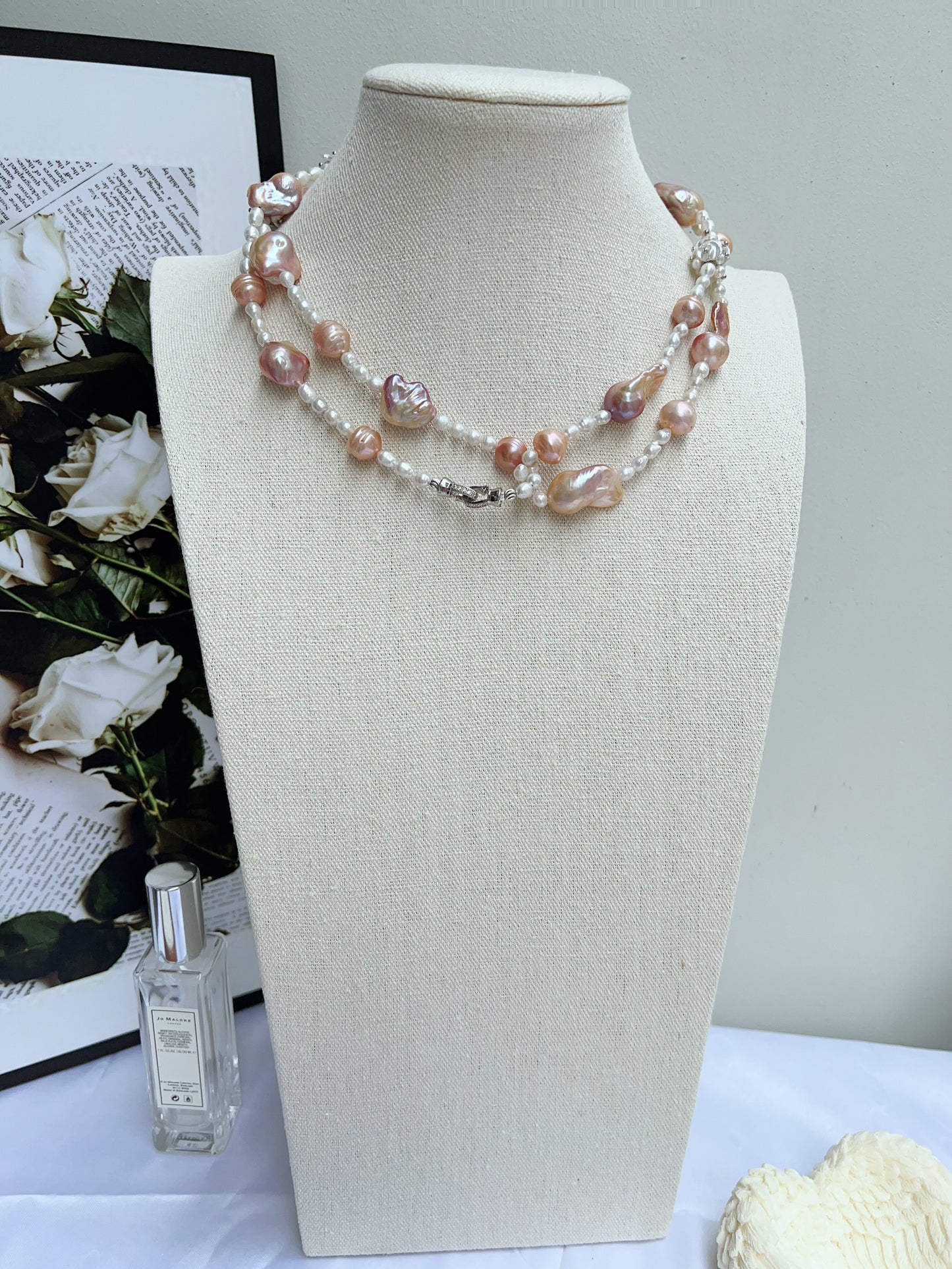 #PN1216 [Floral Series] freshwater pearl necklace multiple wearing ufo shaped baroque small fishtail baroque lustrous
