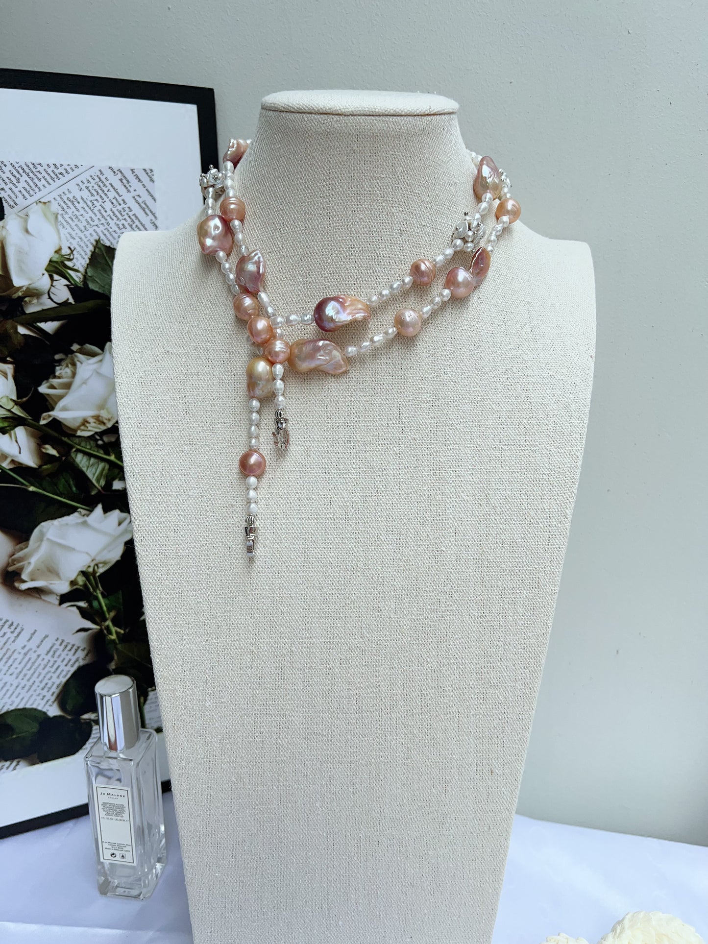 #PN1216 [Floral Series] freshwater pearl necklace multiple wearing ufo shaped baroque small fishtail baroque lustrous