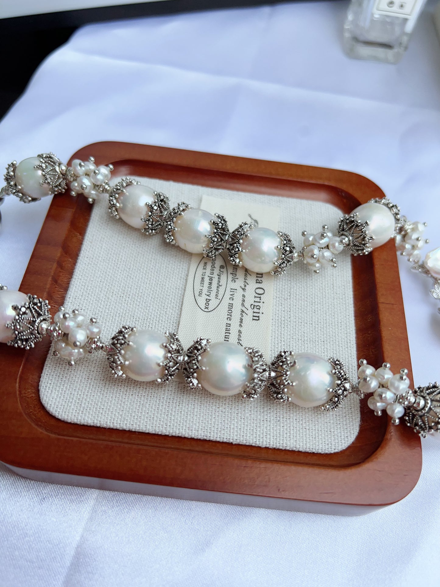 #PN1213 [Floral Series] freshwater pearl necklace big tree branch petal-on-pearl silver lustre big fishtail baroque one of a kind 13mm+ baroque