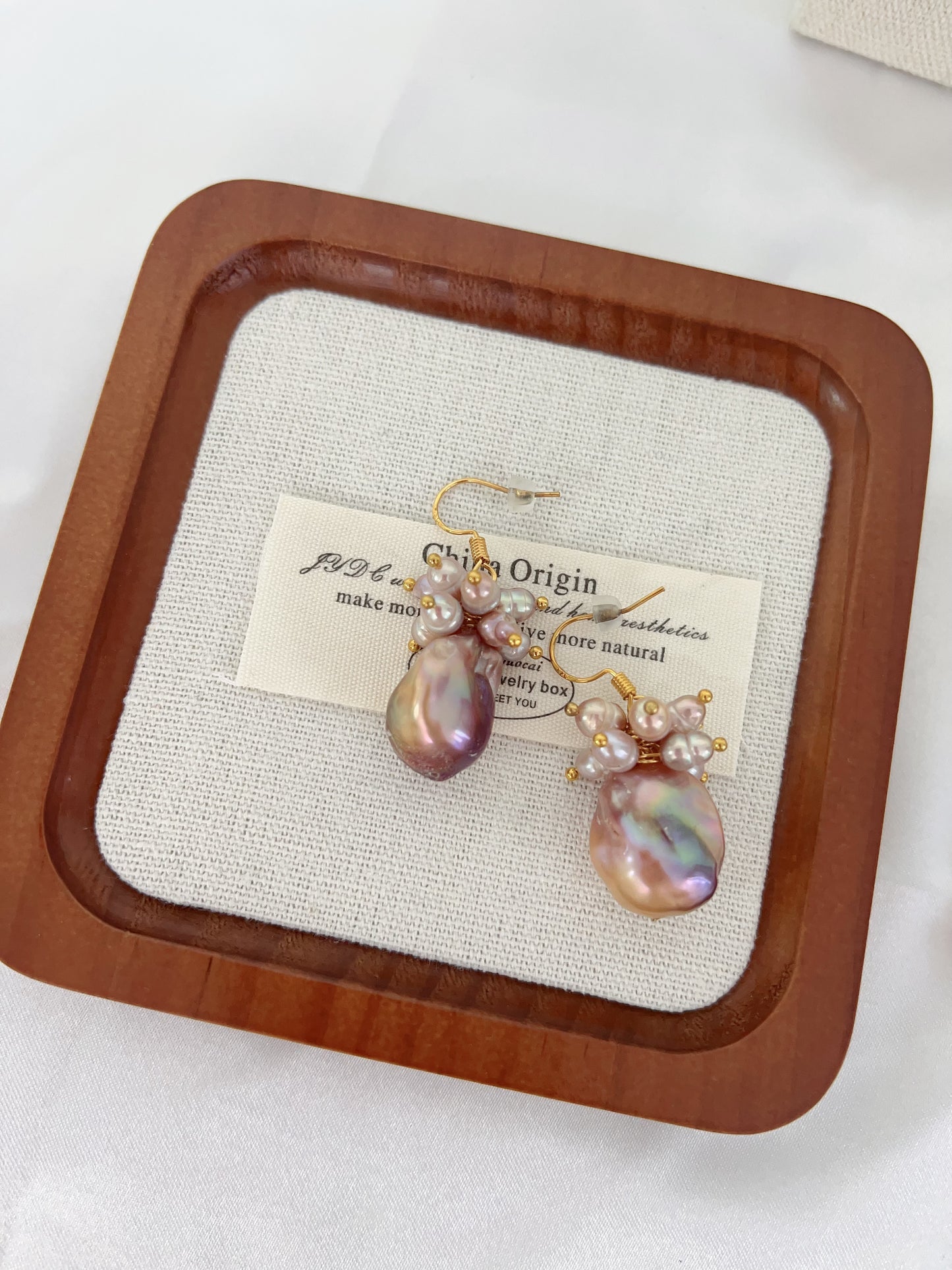 #PN1238 [Floral Series] freshwater pearl necklace & bracelet & earrings set 24mm purple fishtail baroque pearl chunky petals 12mm big pearls natural flaws