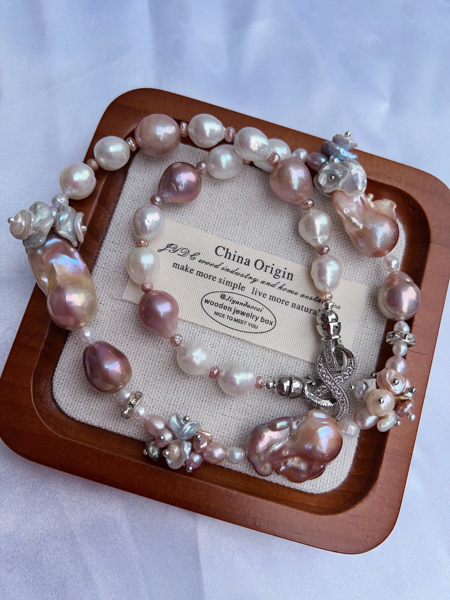 #PN1172 [Floral Series] Freshwater Pearl Necklace| Purple Fishtail Baroque Pearl| Lustrous| Colorful Petals| Natural Flaws| Christmas Gift 🌻