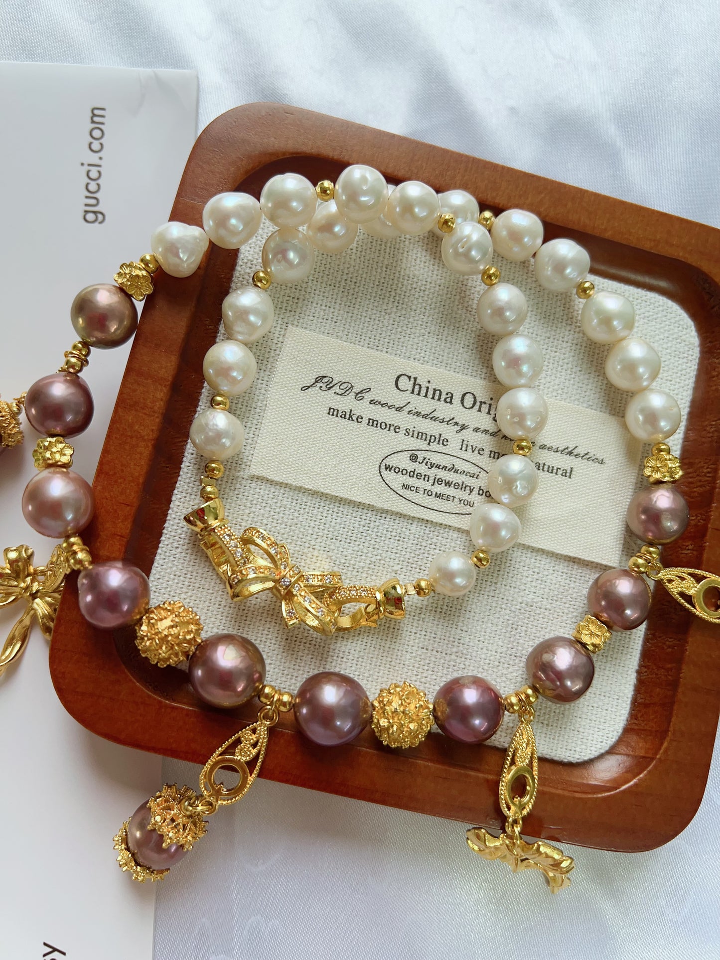 #PN1237 freshwater pearl necklace metallic purple Edison pearl golden charms superb lustre white big baroque pearl dangling design