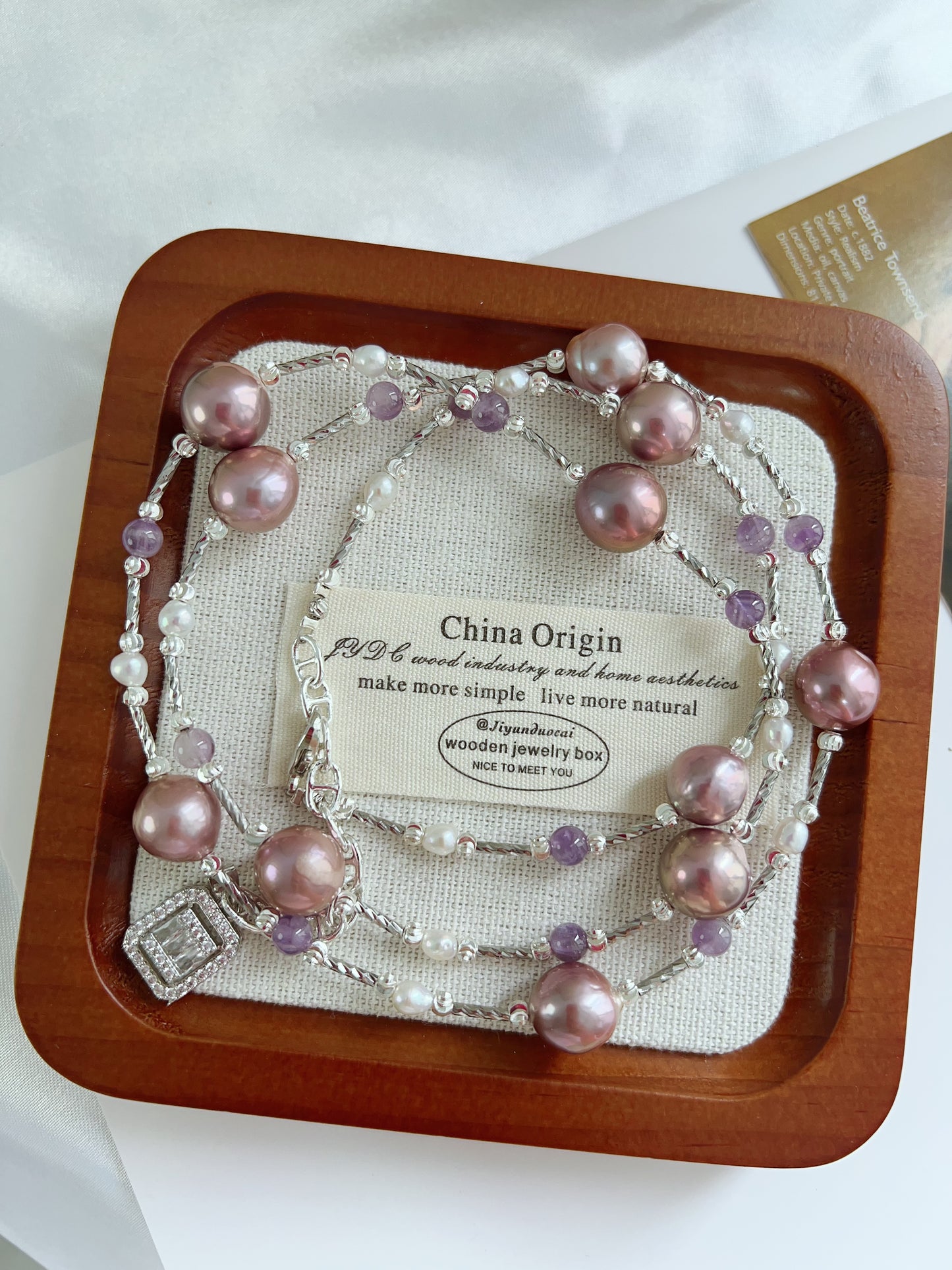 #PN1235 freshwater pearl necklace stary sky long sweater necklace purple version high quality Edison pearls amethyst smooth surface