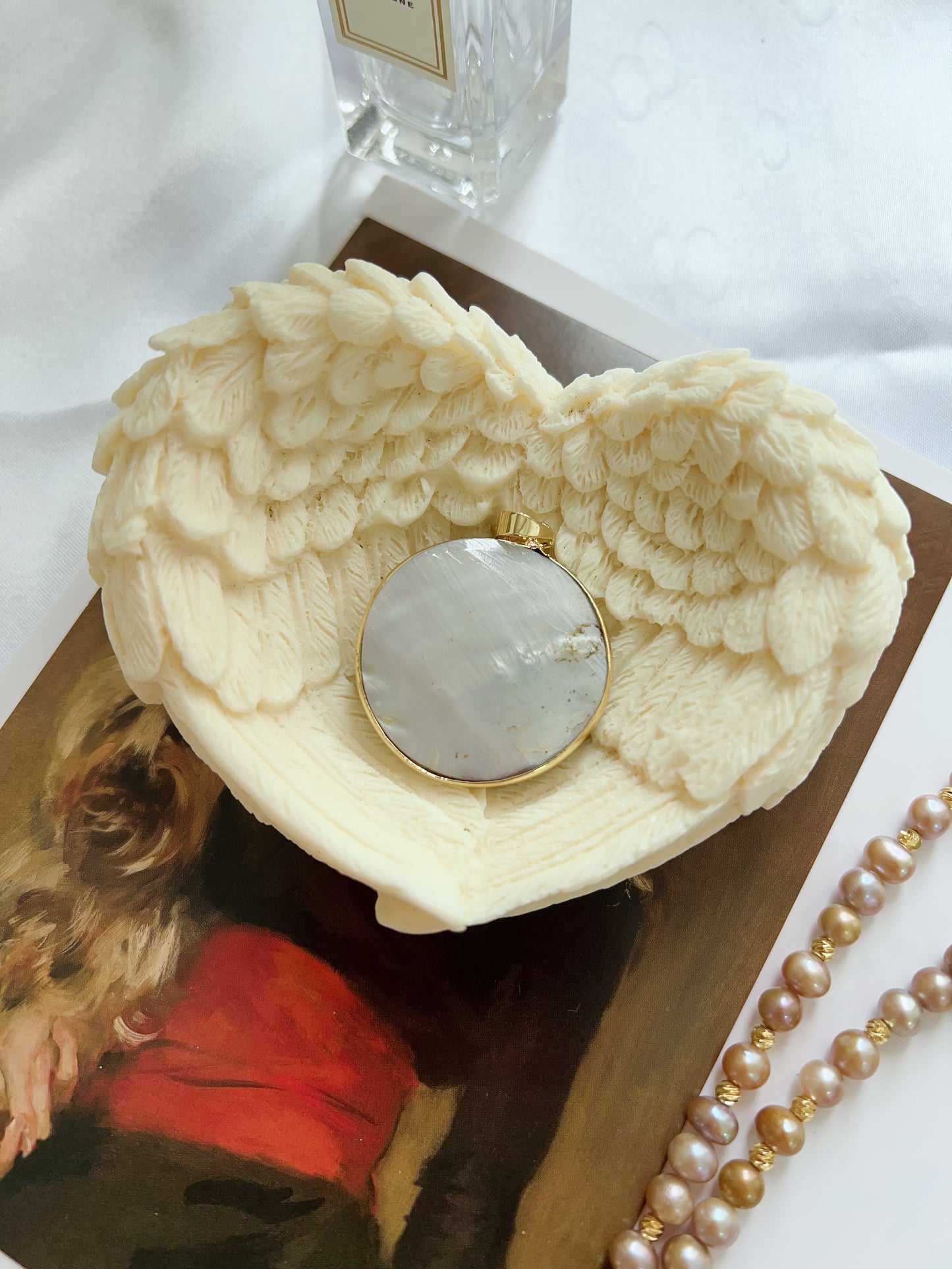 #PN1231 freshwater pearl necklace heart of the ocean long sweater necklace removable green-golden Mabe pearl pendant rare multiple way of wearing