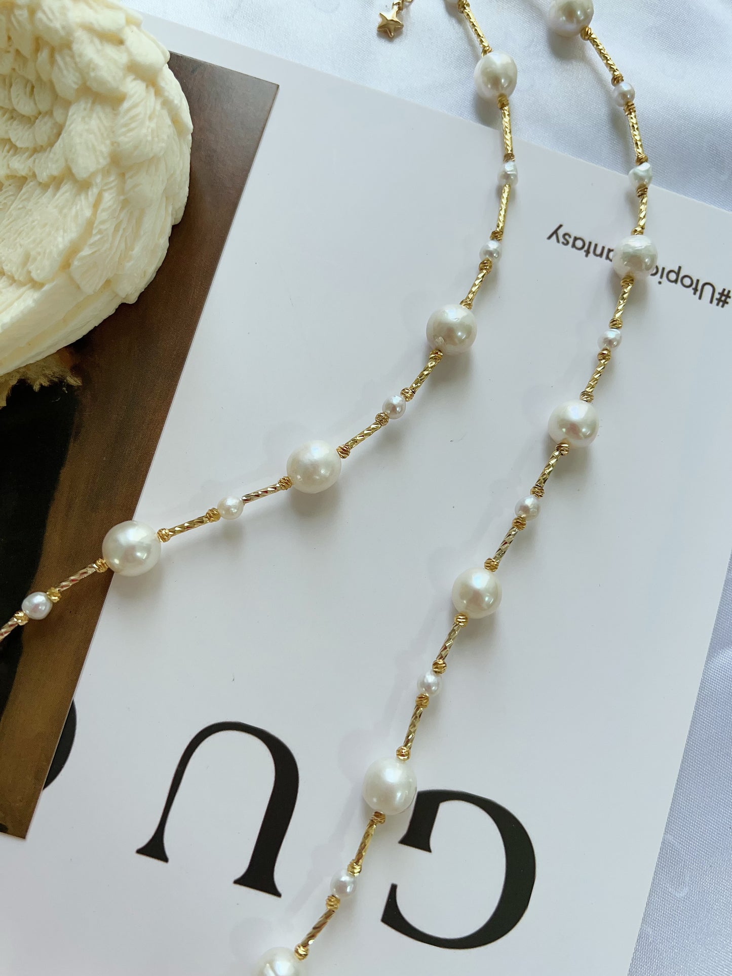#PN1229 freshwater pearl necklace stary sky short version classic design elegant