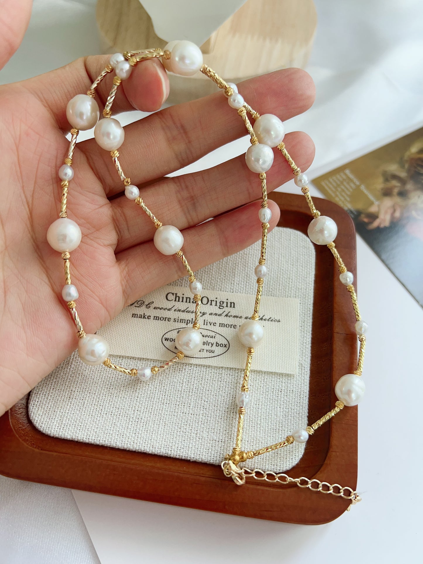 #PN1229 freshwater pearl necklace stary sky short version classic design elegant