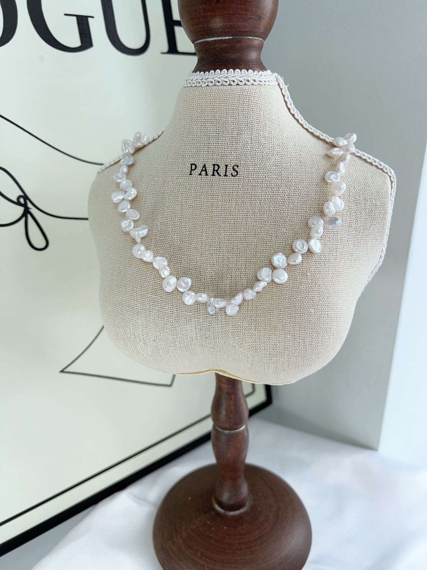 #PN1218 freshwater pearl necklace "petal wearing necklace" flower petal design 23mm big removable pendant s925 silver hardware 40cm + extension excellent lustre rare