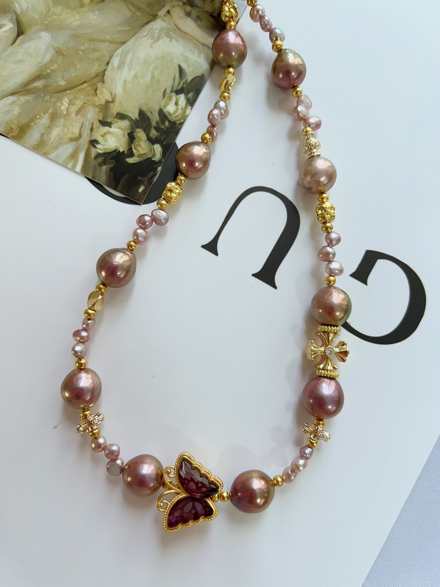 #PN1234 freshwater pearl necklace purple and golden deep metallic purple Edison pearls superb lustre