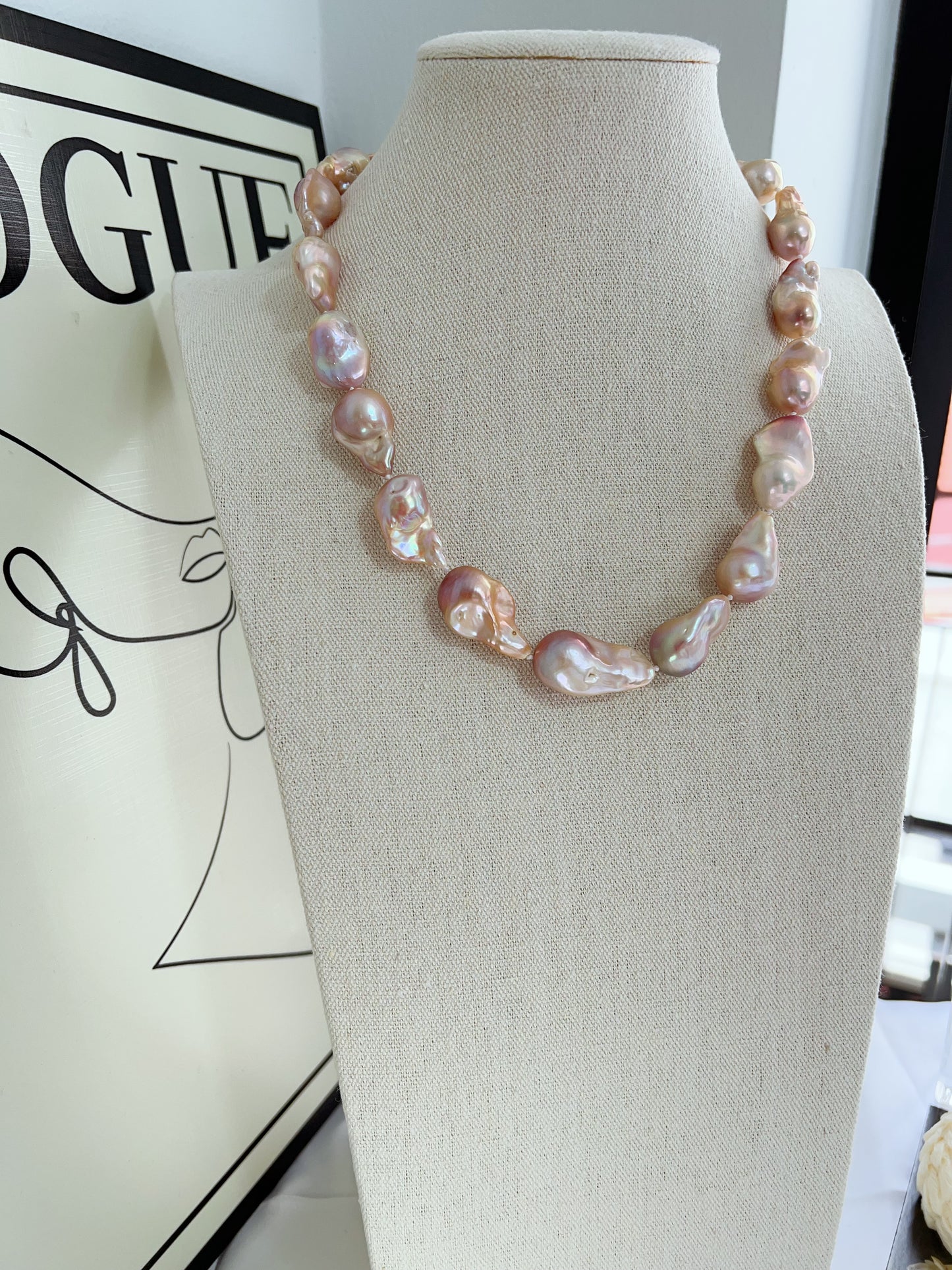#PN1243 freshwater pearl necklace big golden purple fishtail baroque pearl grey-ish lustre natural flaws superb lustre multi wear 53cm