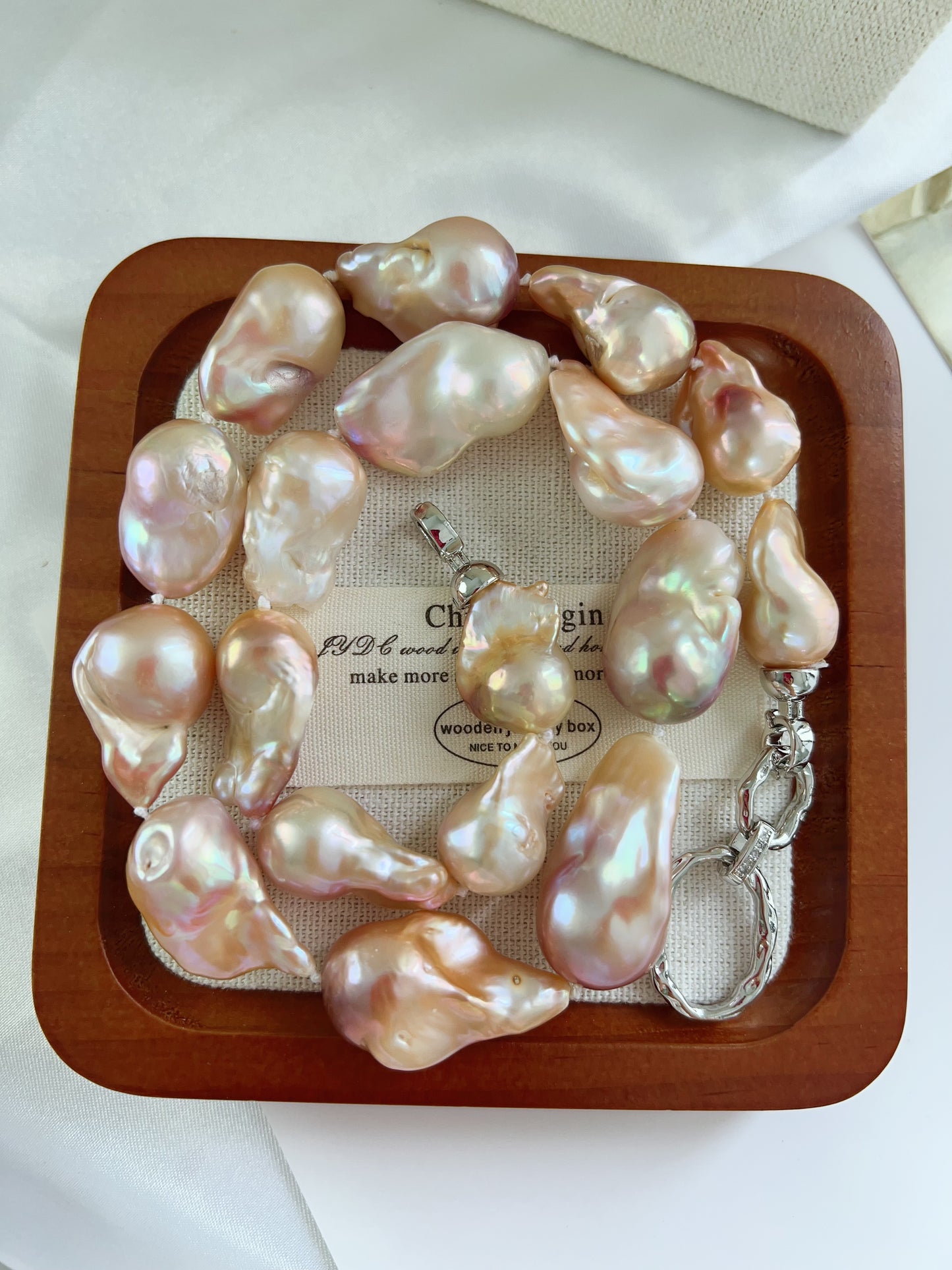 #PN1243 freshwater pearl necklace big golden purple fishtail baroque pearl grey-ish lustre natural flaws superb lustre multi wear 53cm