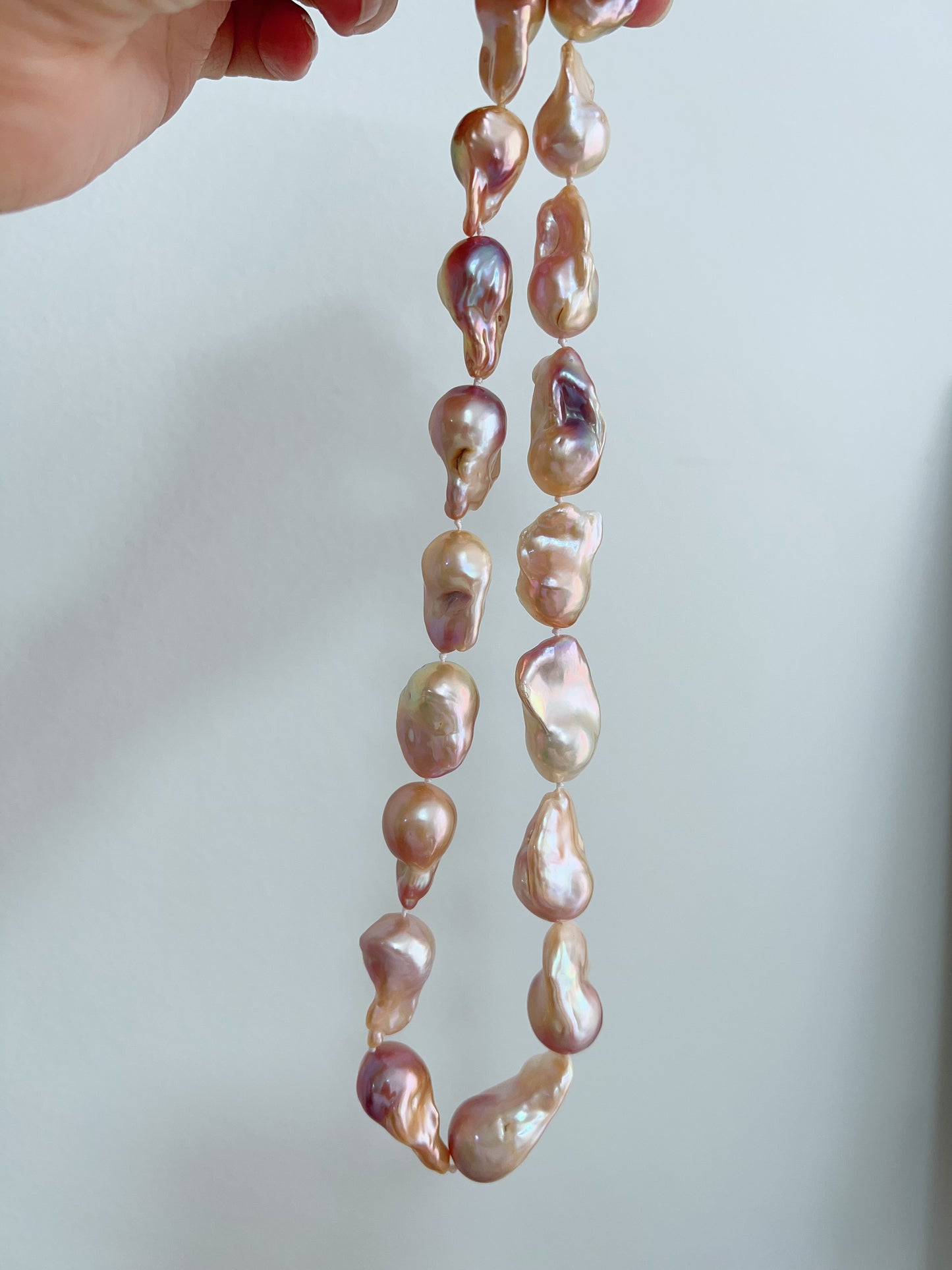 #PN1243 freshwater pearl necklace big golden purple fishtail baroque pearl grey-ish lustre natural flaws superb lustre multi wear 53cm