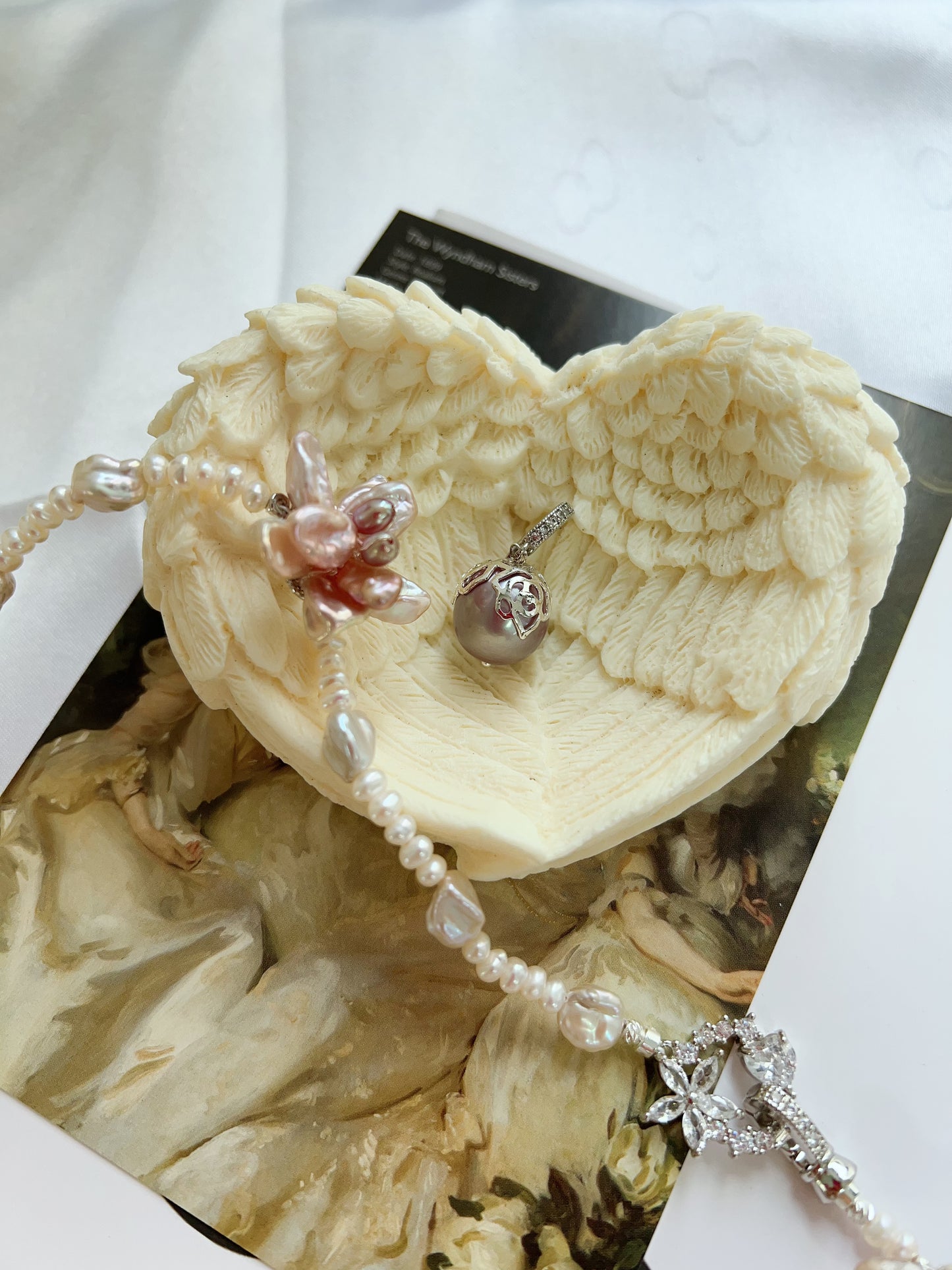 #PN1223 freshwater pearl necklace blossom pearls detachable avocado pendant 67 cm classic Y shape wearing