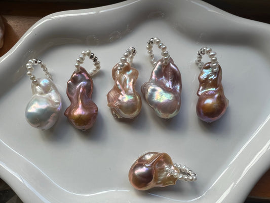 Freshwater pearl pendant glide on and off lustrous detachable 20-30mm