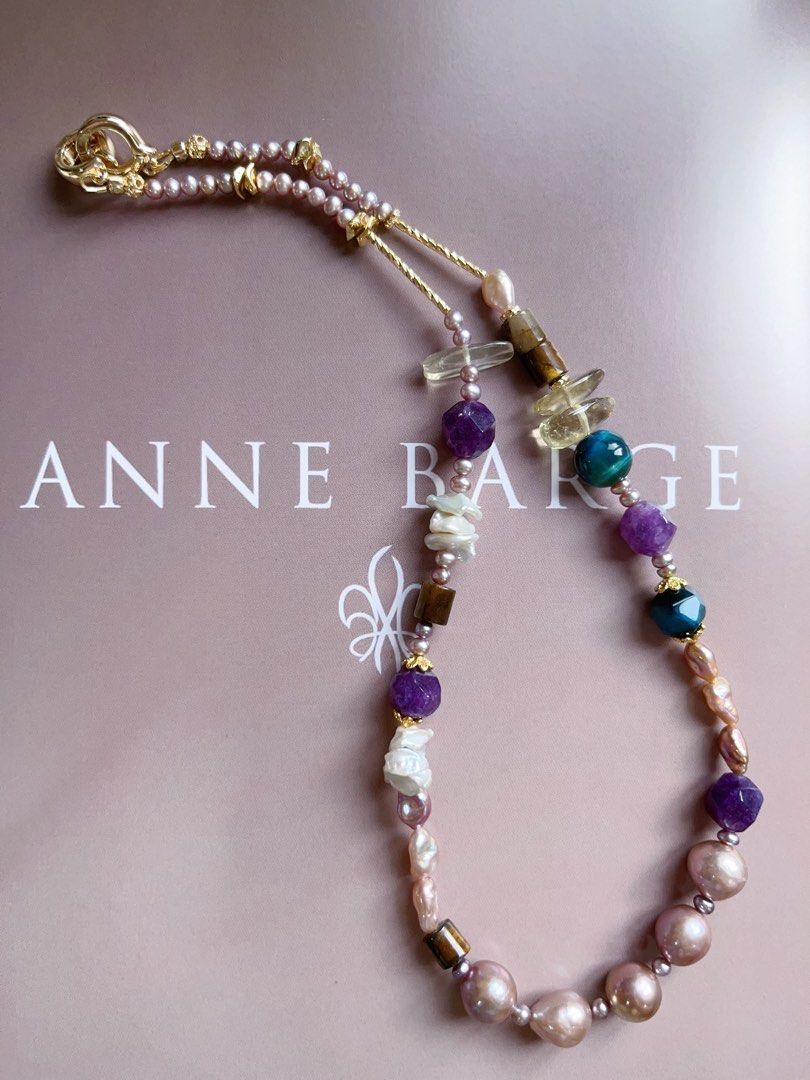 #PN570 [Sale]Autumn Flavour |Freshwater Pearl Necklace |Edison Pearl |Superb Lustre|Baby Baroque Pearl |Yellow & Purple Quartz |Petal Pearl