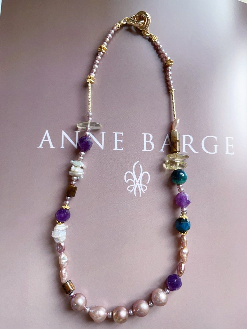 #PN570 [Sale]Autumn Flavour |Freshwater Pearl Necklace |Edison Pearl |Superb Lustre|Baby Baroque Pearl |Yellow & Purple Quartz |Petal Pearl