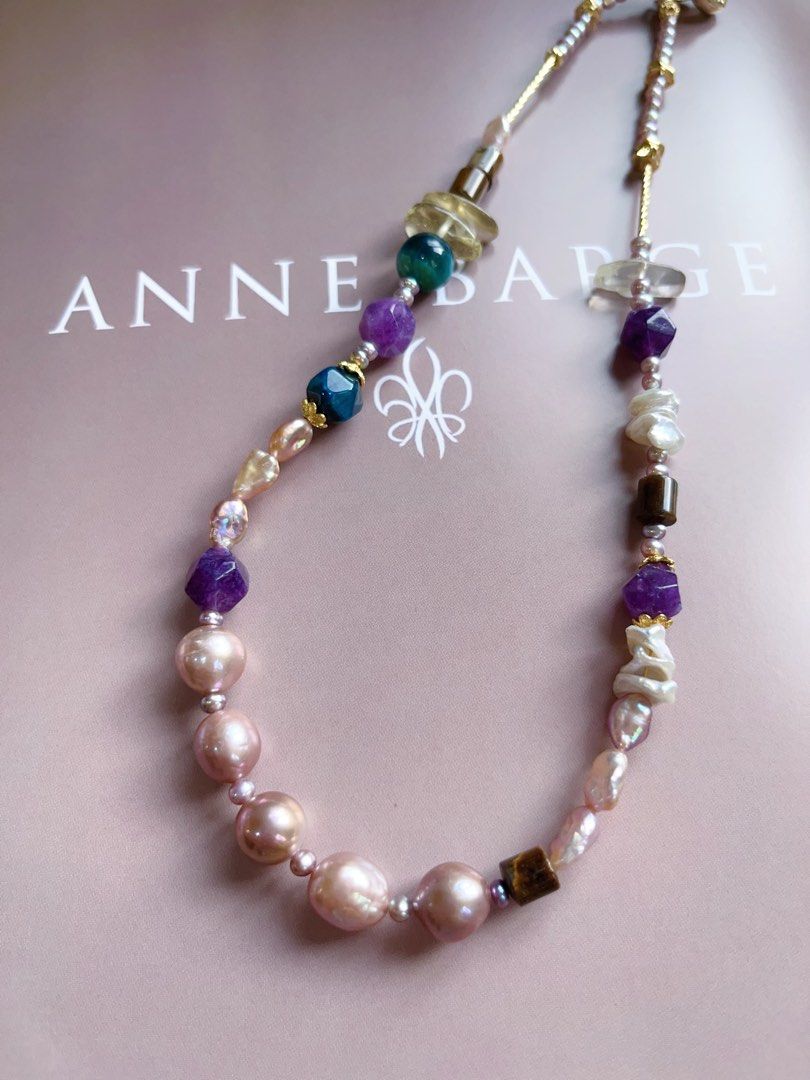 #PN570 [Sale]Autumn Flavour |Freshwater Pearl Necklace |Edison Pearl |Superb Lustre|Baby Baroque Pearl |Yellow & Purple Quartz |Petal Pearl