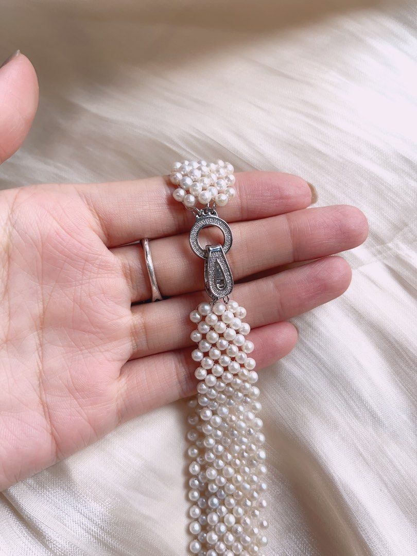 #PN596 Baby Pearl Freshwater Pearl Necklace & Bracelet Set|Choker| Multi-threads Braided