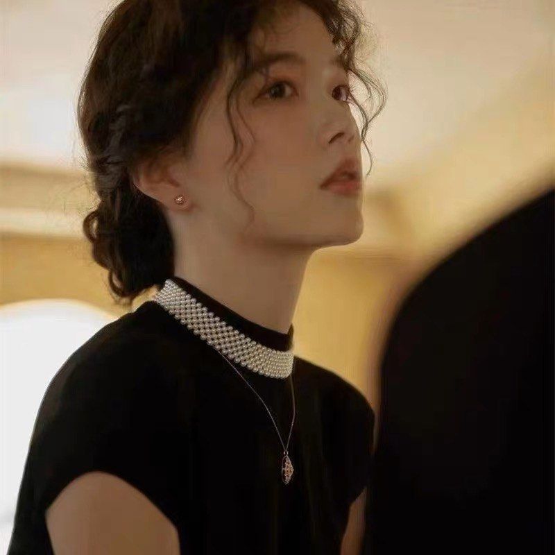 #PN596 Baby Pearl Freshwater Pearl Necklace & Bracelet Set|Choker| Multi-threads Braided