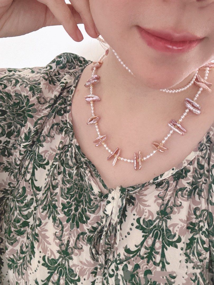 #PN459 [Sale] Ballet Party |Freshwater Pearl Necklace |Purple Lute Shaped Pearl |Excellent Lustre|Shining Baby Pearl