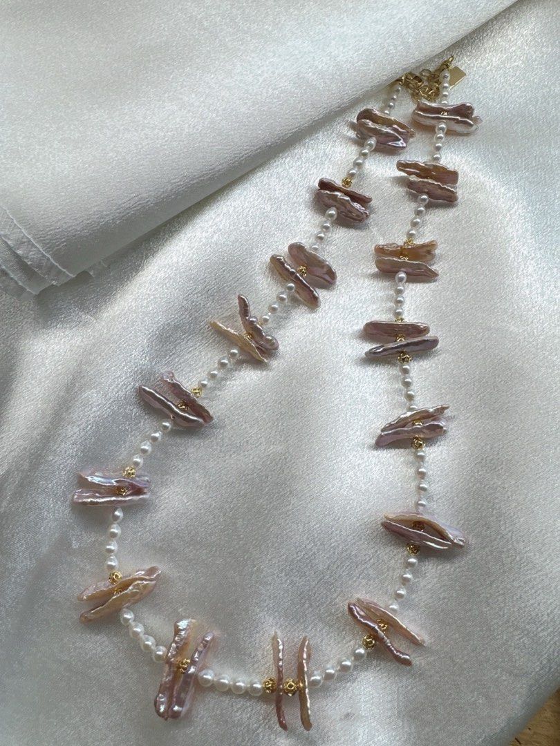 #PN459 [Sale] Ballet Party |Freshwater Pearl Necklace |Purple Lute Shaped Pearl |Excellent Lustre|Shining Baby Pearl