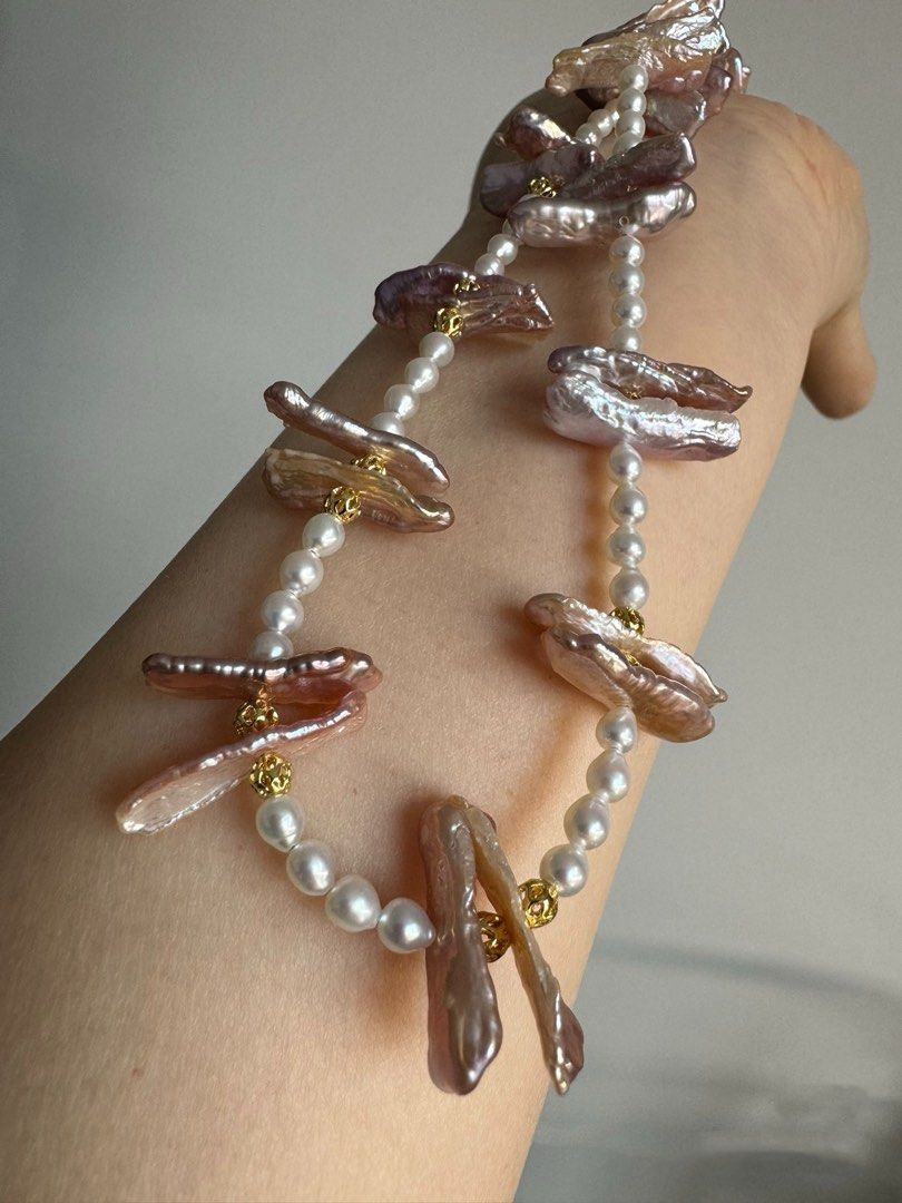 #PN459 [Sale] Ballet Party |Freshwater Pearl Necklace |Purple Lute Shaped Pearl |Excellent Lustre|Shining Baby Pearl