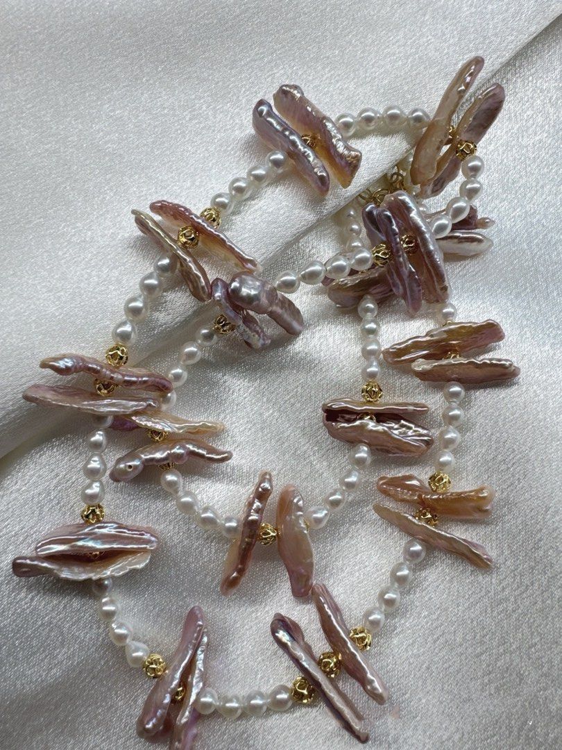 #PN459 [Sale] Ballet Party |Freshwater Pearl Necklace |Purple Lute Shaped Pearl |Excellent Lustre|Shining Baby Pearl