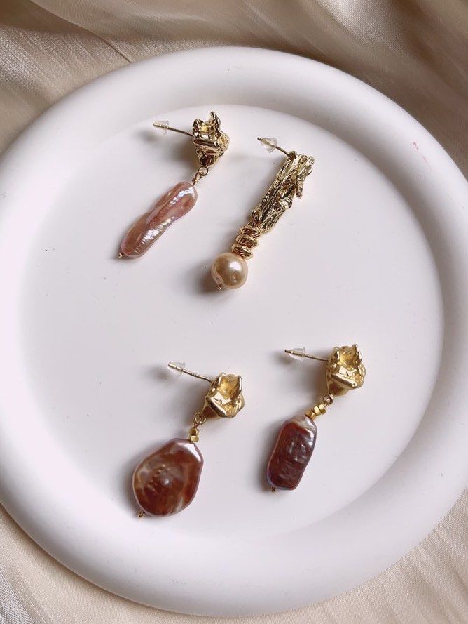 Baroque Freshwater Pearl Earrings | Unsymmetrical Design |Colorful