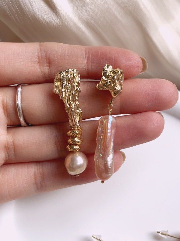 Baroque Freshwater Pearl Earrings | Unsymmetrical Design |Colorful