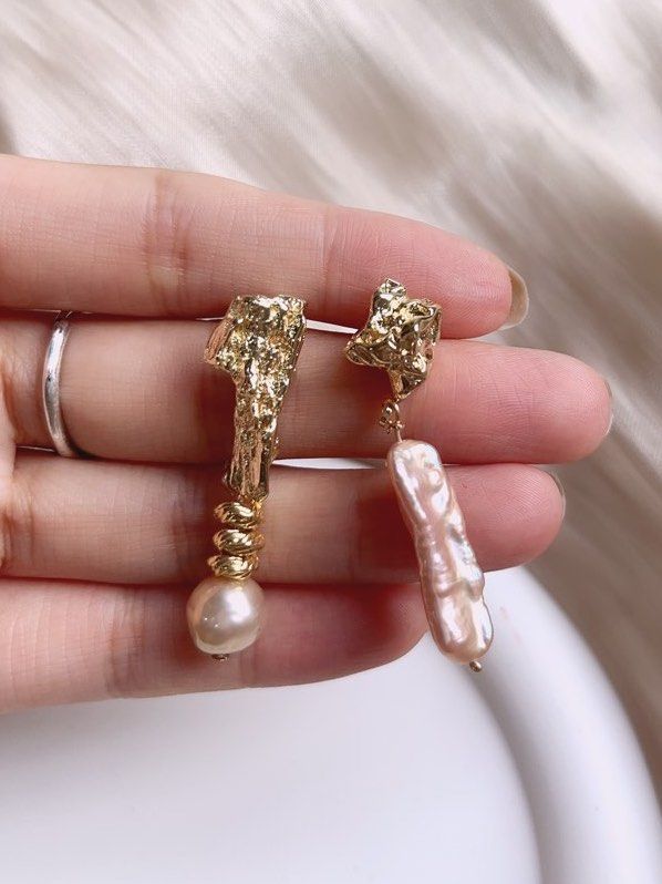 Baroque Freshwater Pearl Earrings | Unsymmetrical Design |Colorful