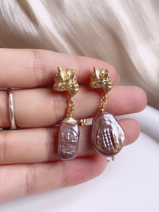 Baroque Freshwater Pearl Earrings | Unsymmetrical Design |Colorful