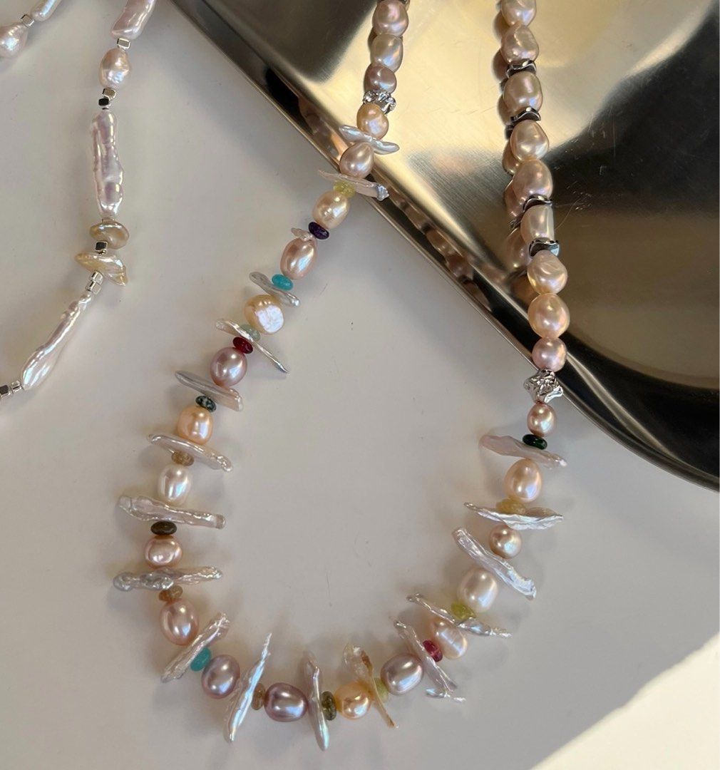 #PN513 Beach Style|Freshwater Pearl Necklace |Exotic|Teeth Shaped Pearl|Baroque Pearl