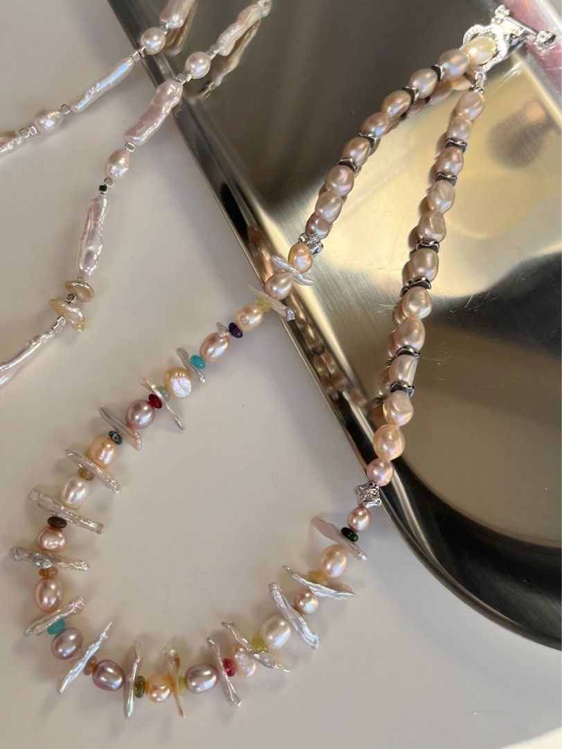 #PN513 Beach Style|Freshwater Pearl Necklace |Exotic|Teeth Shaped Pearl|Baroque Pearl