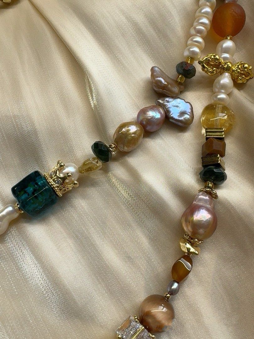 #PN498 Bold Colourful| Freshwater Pearl Necklace | Natural Stones| Moonstone | Baroque Pearl | Purple Quartz | Agate| Baroque Pendant